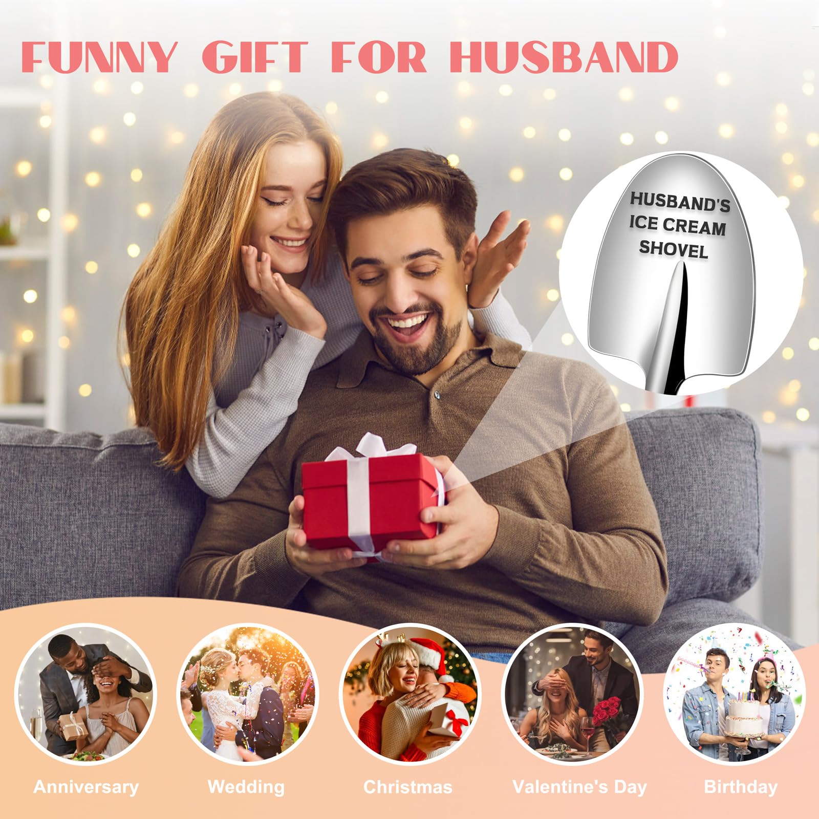 Genlge Husband Gifts Funny Gifts For Husband Birthday Wedding Anniversary Valentines Day Novelty Husband'S Ice Cream Shovel Spoo