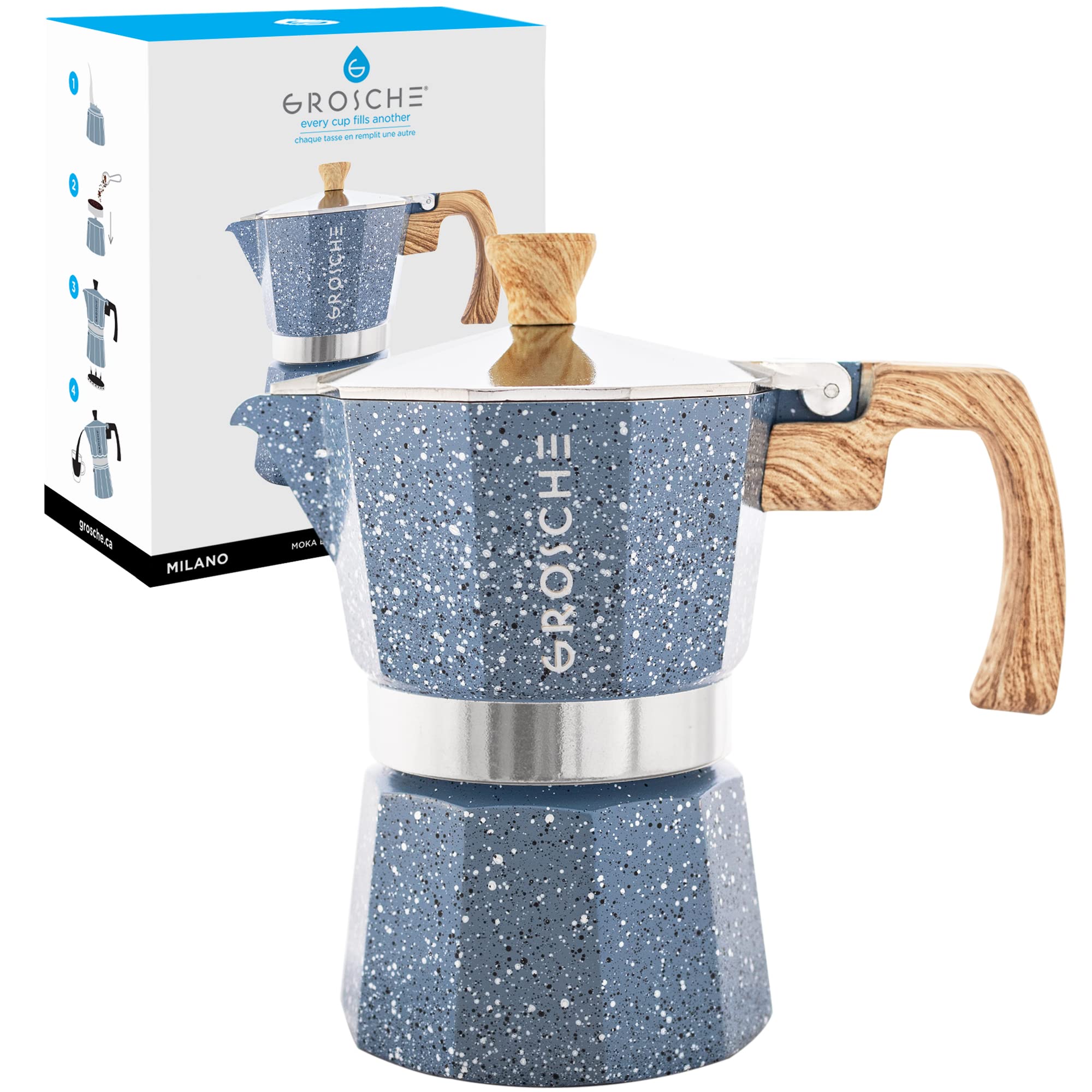 Grosche Milano Moka Pot, Stovetop Espresso Maker, Greca Coffee Maker, Stovetop Coffee Maker And Espresso Maker Percolator (Indig
