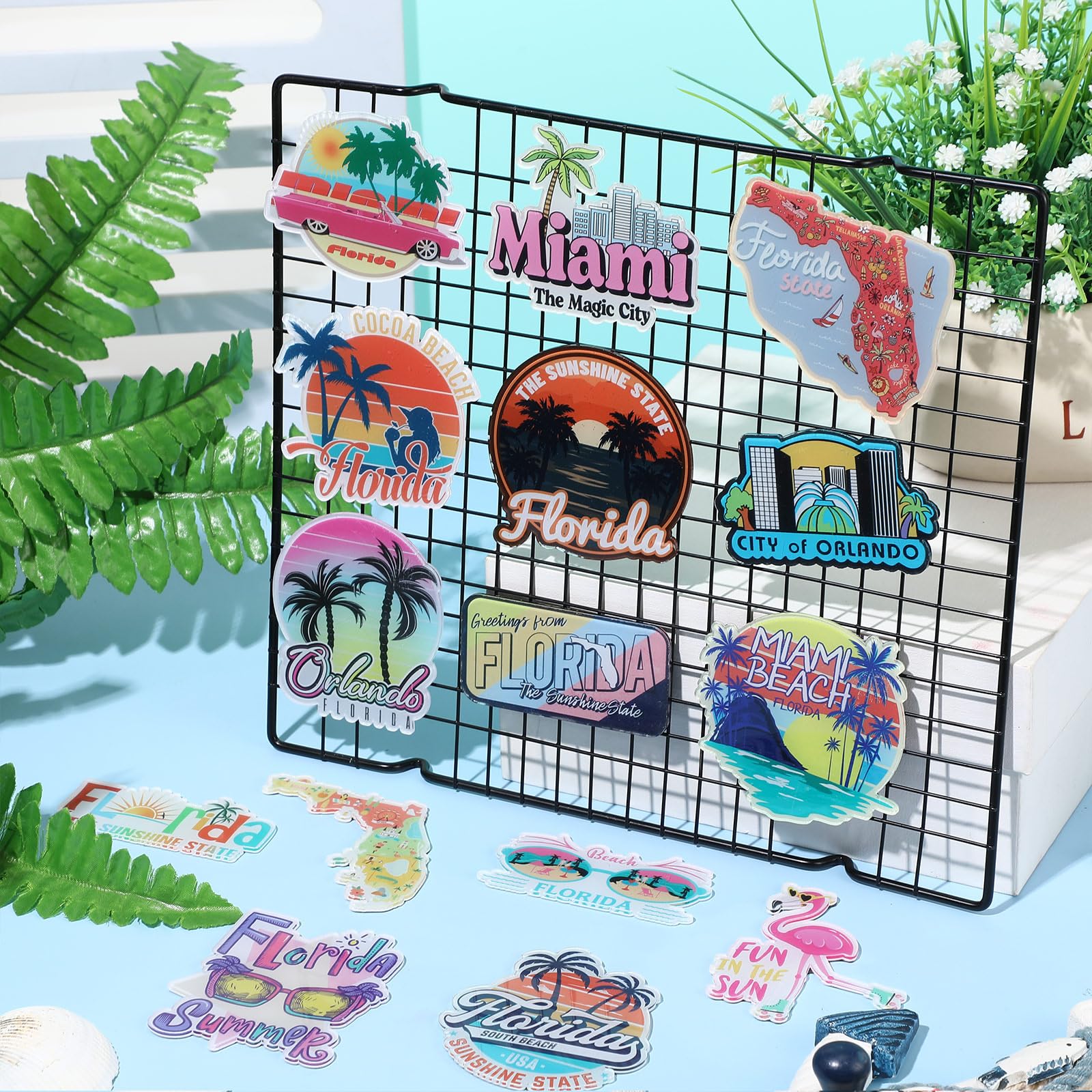 Konohan 30 Pcs Florida Souvenirs Gifts Florida Magnets for Refrigerator Acrylic USA State Magnet Souvenirs Magnetic Stickers for