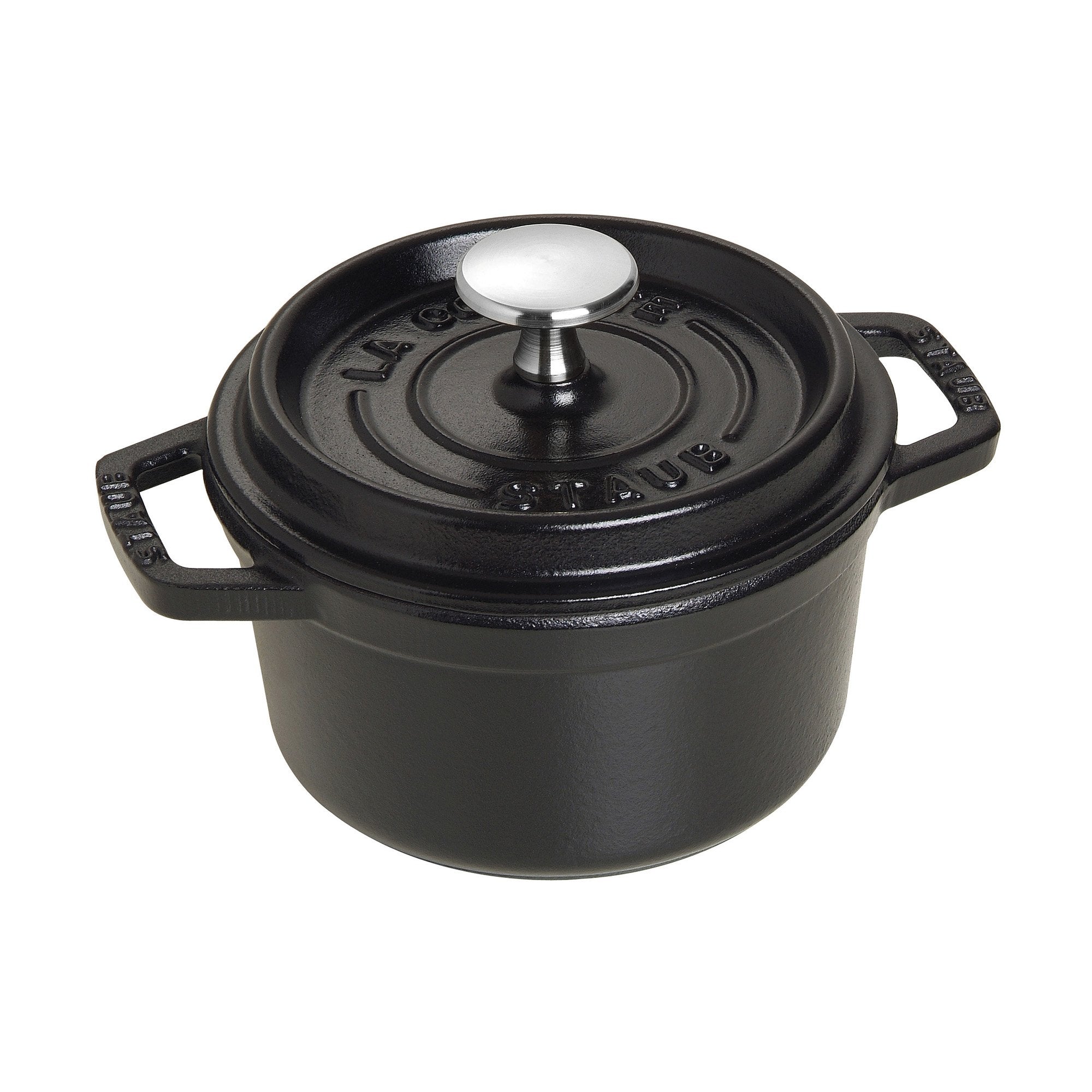 Staub Cast Iron Dutch Oven 0.75-Qt Round Cocotte, Made In France, Serves 1, Matte Black