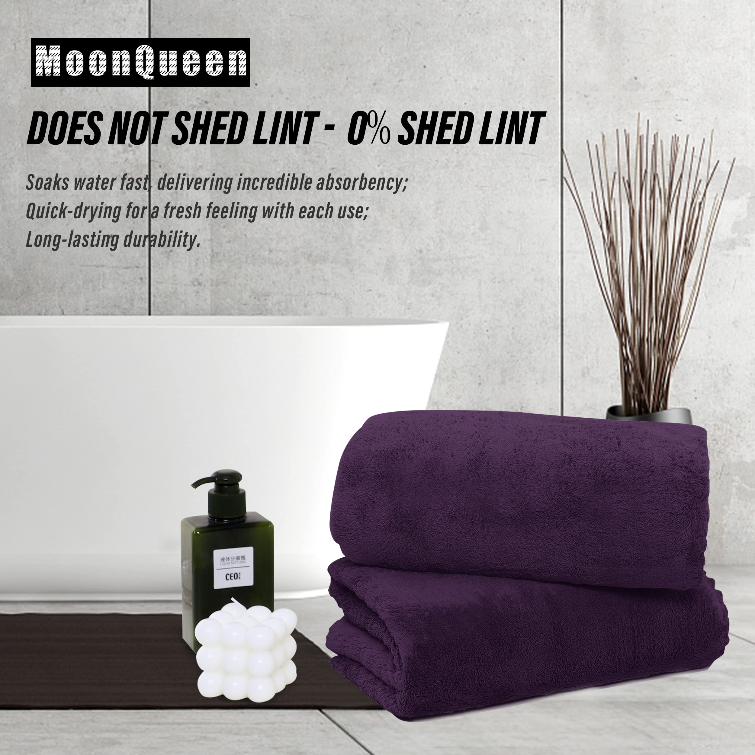 Moonqueen 6 Pack Premium Bath Towel Set - Quick Drying - Microfiber Coral Velvet Highly Absorbent Towels - Multipurpose Use As B