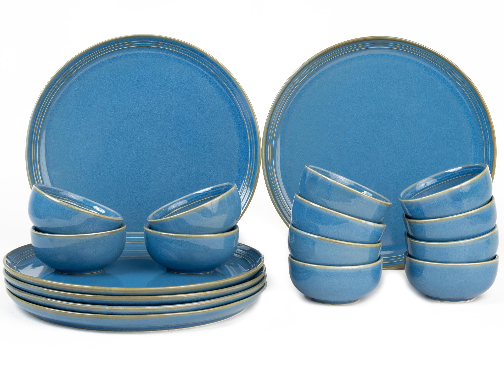 Bodhi House Handcrafted Chip Resistant Porcelain Dinner Set, 18 Pieces Dish Set Serving For 6, Microwave And Dishwasher Safe, Bo