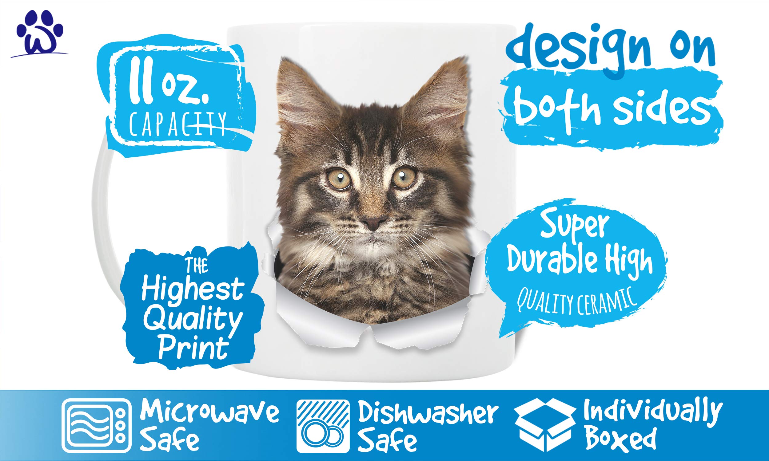Maine Coon Cat Mug - Tabby Maine Coon Kitten Ceramic Coffee Mug - Perfect Tabby Maine Coon Cat Gifts - Funny Maine Coon Coffee M