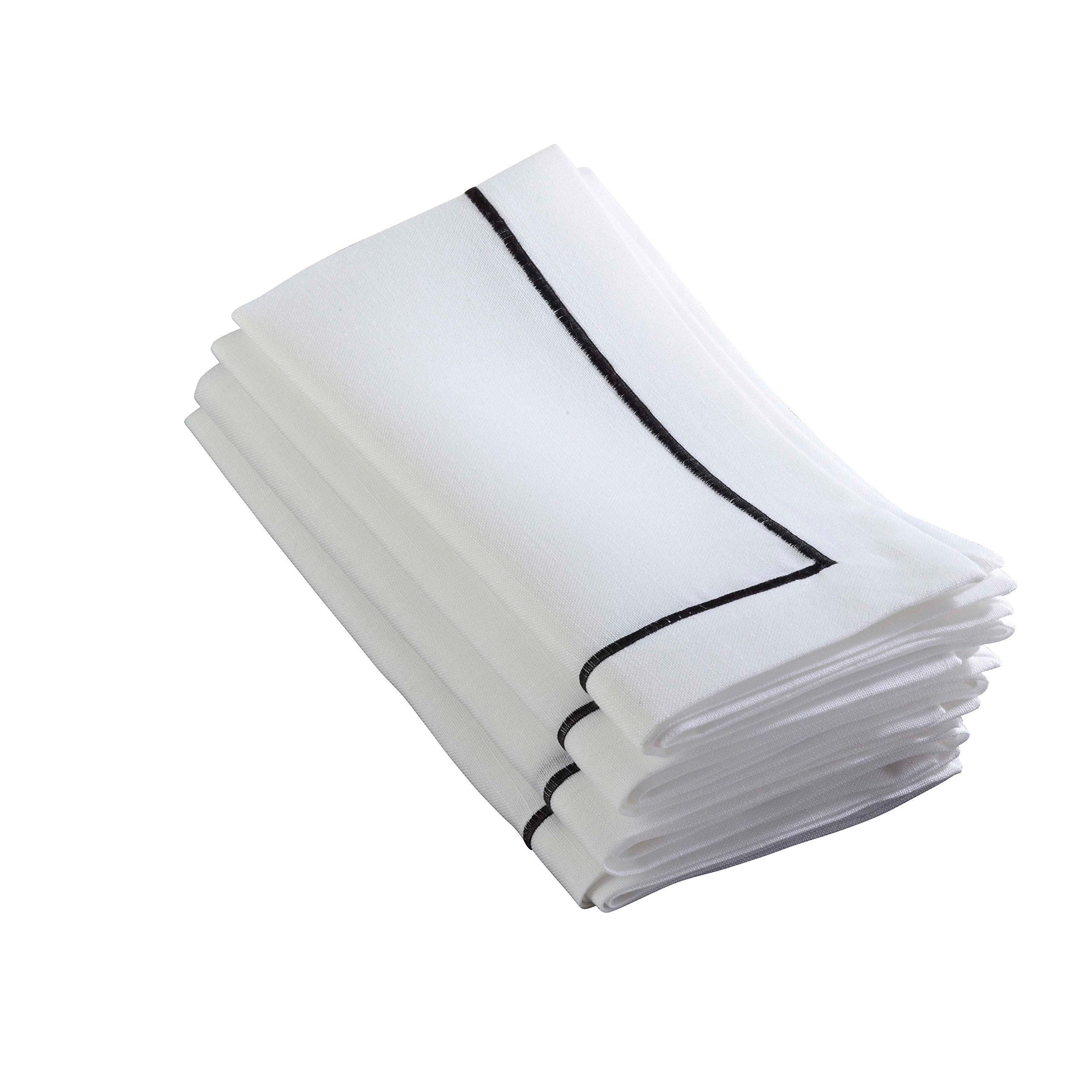 Saro Lifestyle Embroidered Line Design Napkins (Set Of 4), Black, 20''