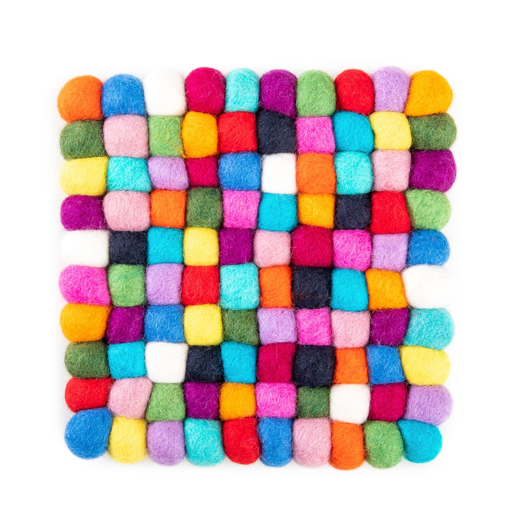 Woolygon Felt Trivet Pot Mat - Protect Your Table - Hand-Felted In Nepal, Multicolor 16Cm - Cute And Durable Heat-Resistant