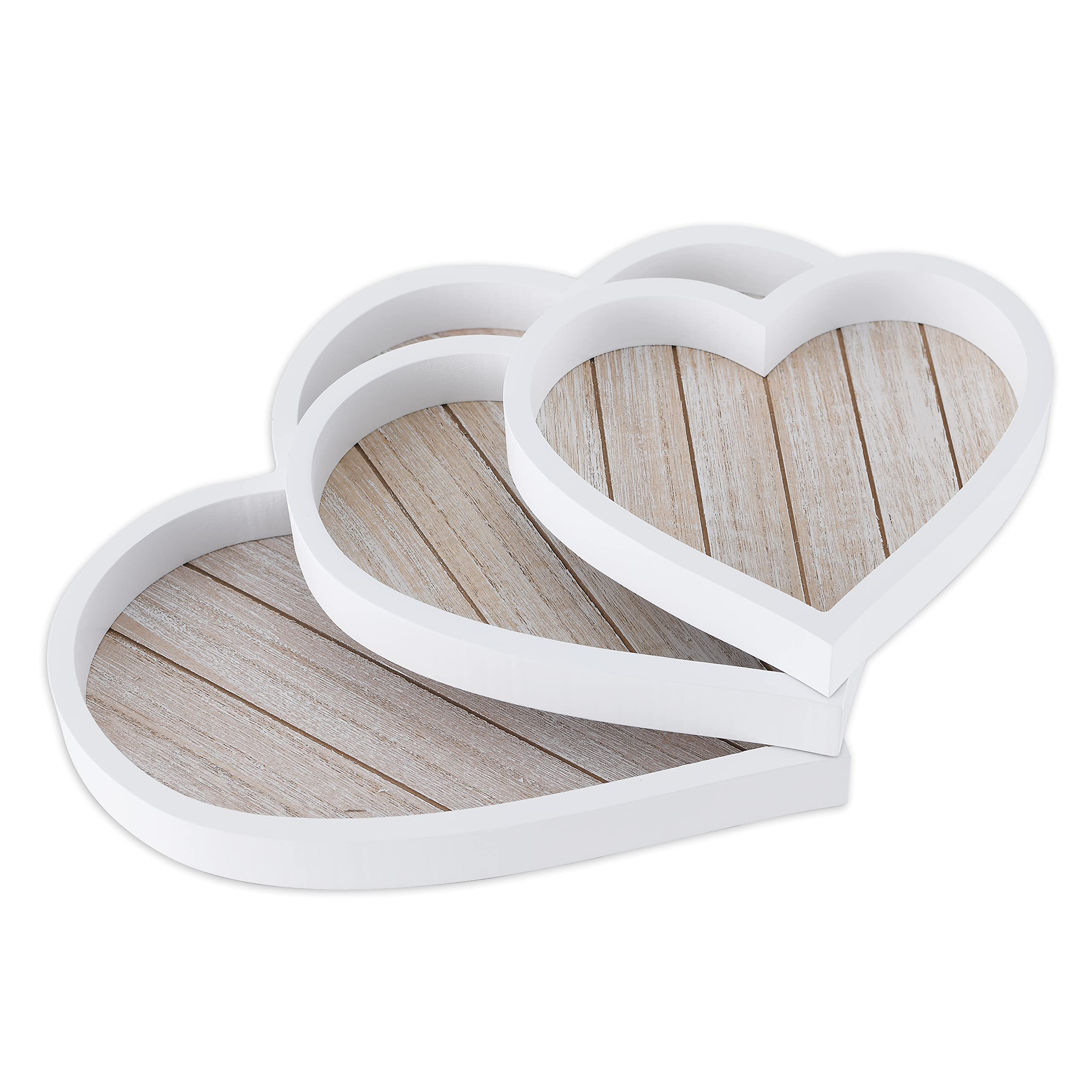 Wooden Heart Tray For Ottoman Coffee Table Tray D  Cor Set Of 3 (Heart)
