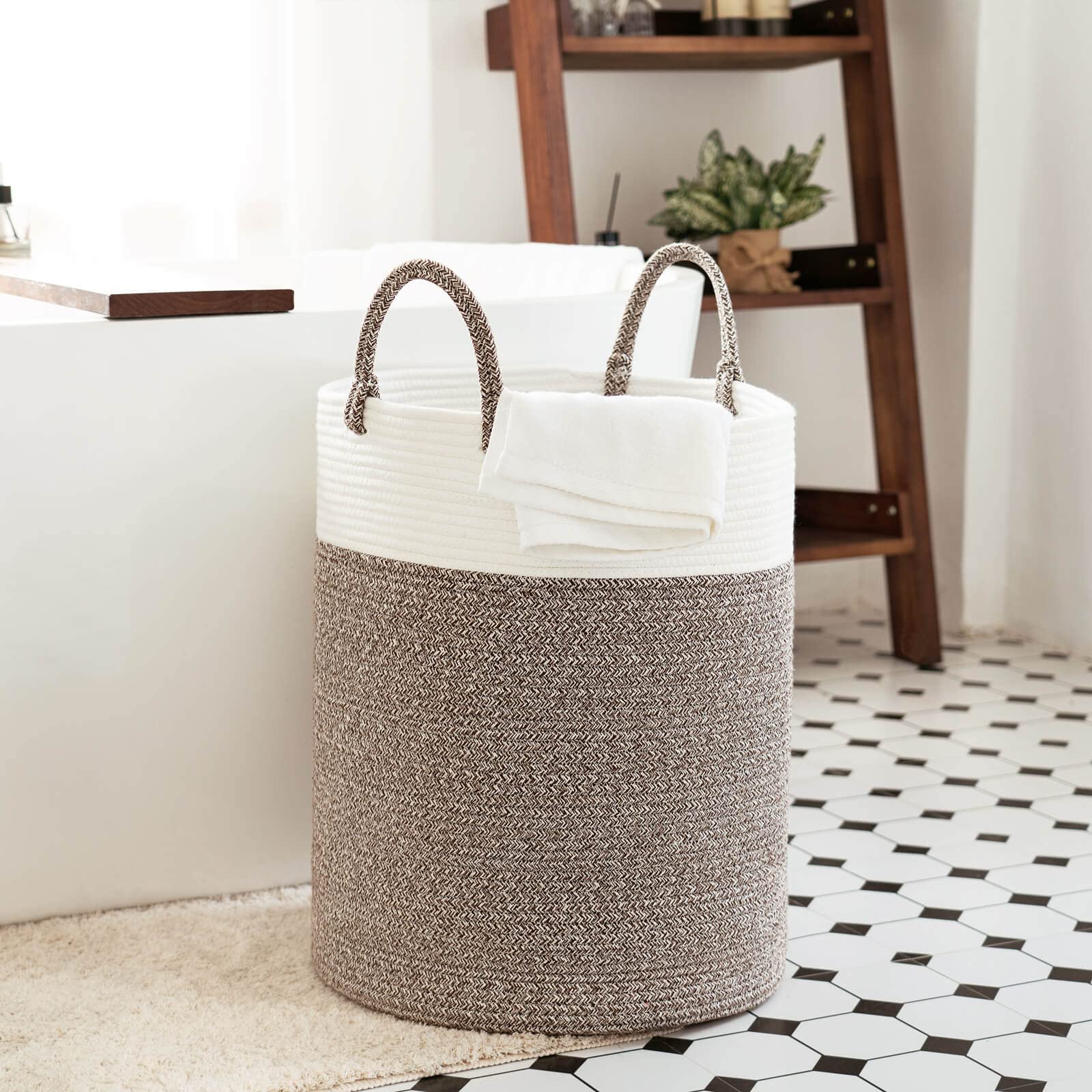 Indressme Tall Wicker Laundry Basket, Large Woven Clothes Hamper For Bedroom, Bathroom, Living Room, Tall Nursery Hamper For Bla