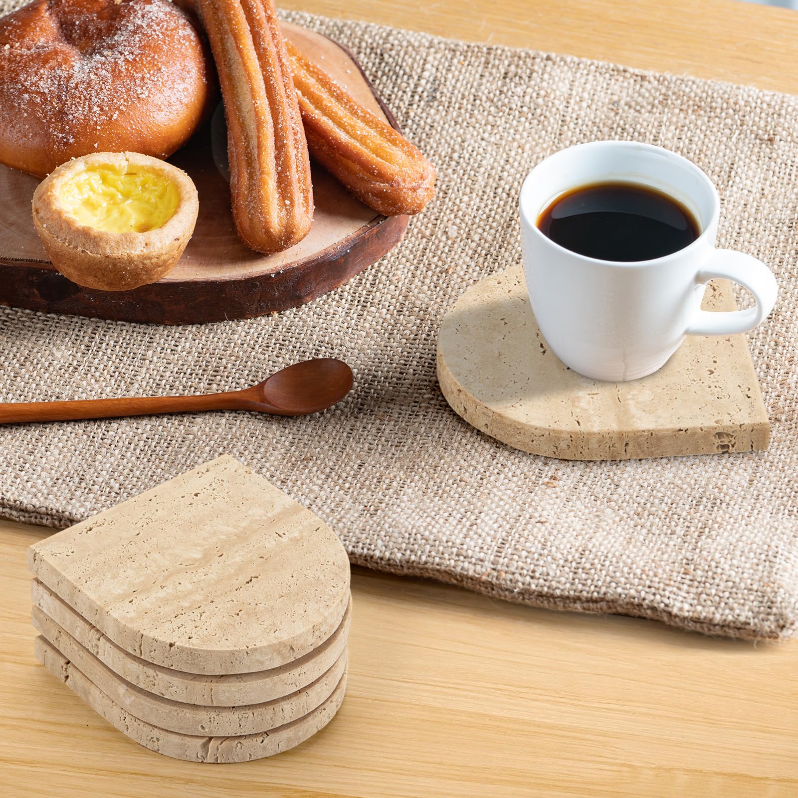 Worhe Marble Coaster For Drinks Set Of 5 Coasters Modern Home Decor For Coffee Natural Marble Stone For Housewarming Party Hotel