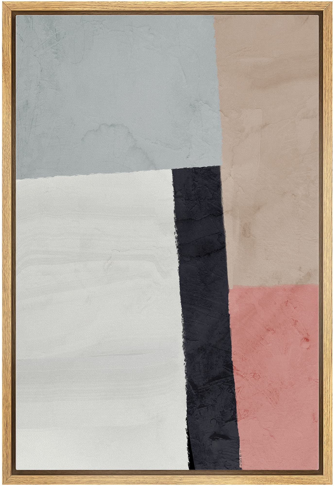 Ashbrook Framed Canvas Print Wall Art Brown, Pink And Gray Pastel Color Blocks Abstract Shapes Illustrations Modern Bohemian Chi