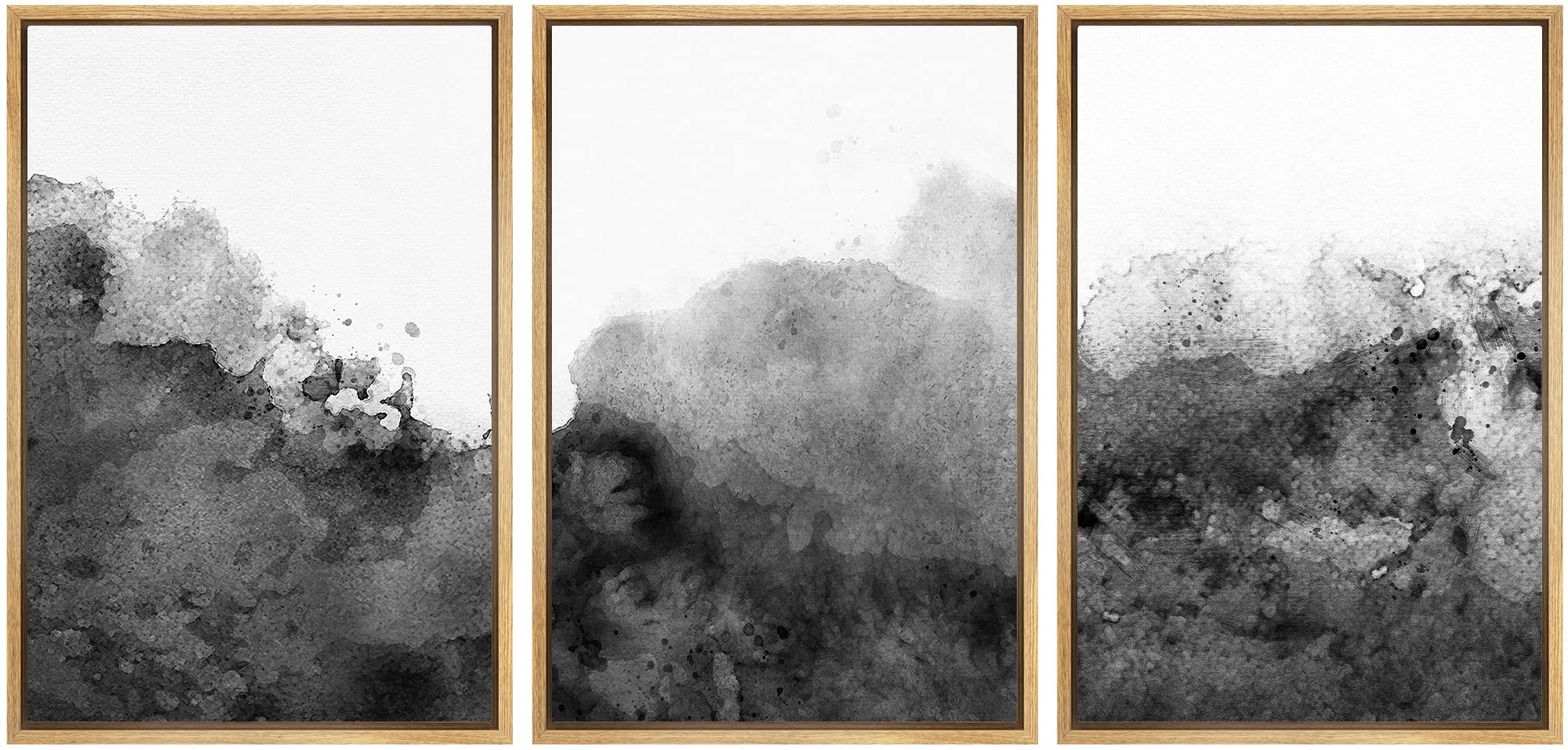 Signwin Framed Canvas Print Wall Art Set Black White Dark Watercolor Explosion Abstract Shape Illustrations Modern Art Bohemian