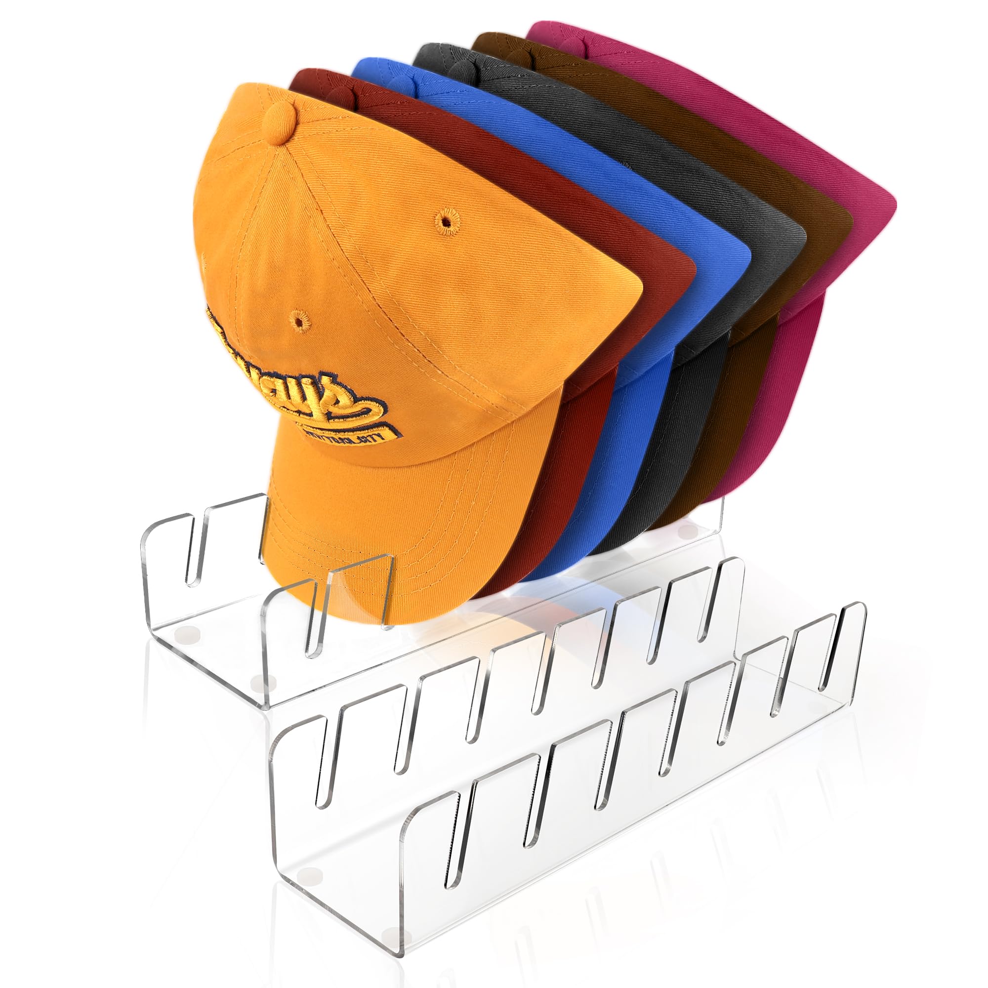 Taoceexi Hat Stand For Baseball Caps, 2 Pcs No Install Acrylic Hat Organizer For 14 Baseball Caps, Hat Racks For Baseball Caps D