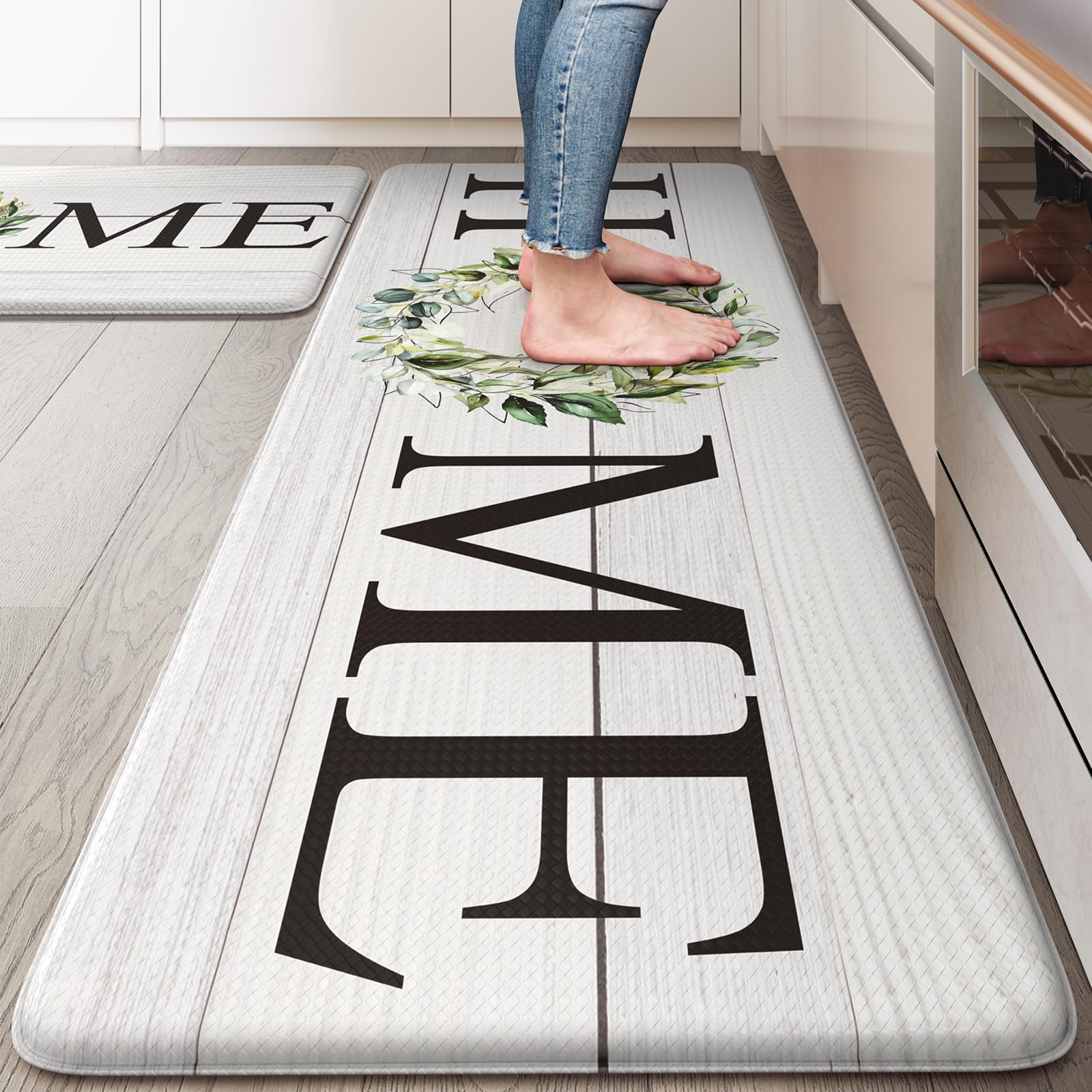 Kimode Anti Fatigue Kitchen Mats For Floor, Farmhouse Kitchen Rugs Sets Of 2, Cushioned Kitchen Floor Mats, Comfort Standing Mat