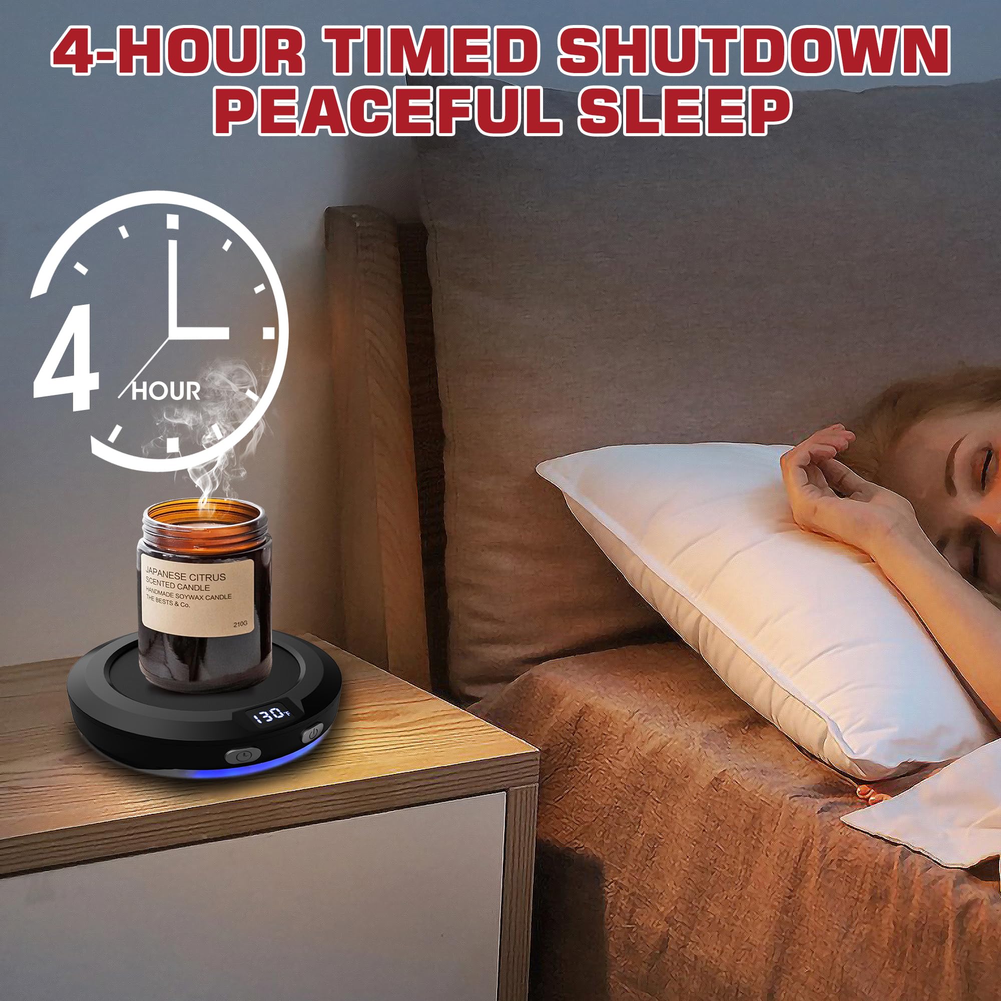 Mxmzhxu Mug Warmer, 30W Coffee Mug Warmer With 3 Temp Setting & Ambient Light, 2-12 Timer Smart Cup Warmer For Desk Candle Warme