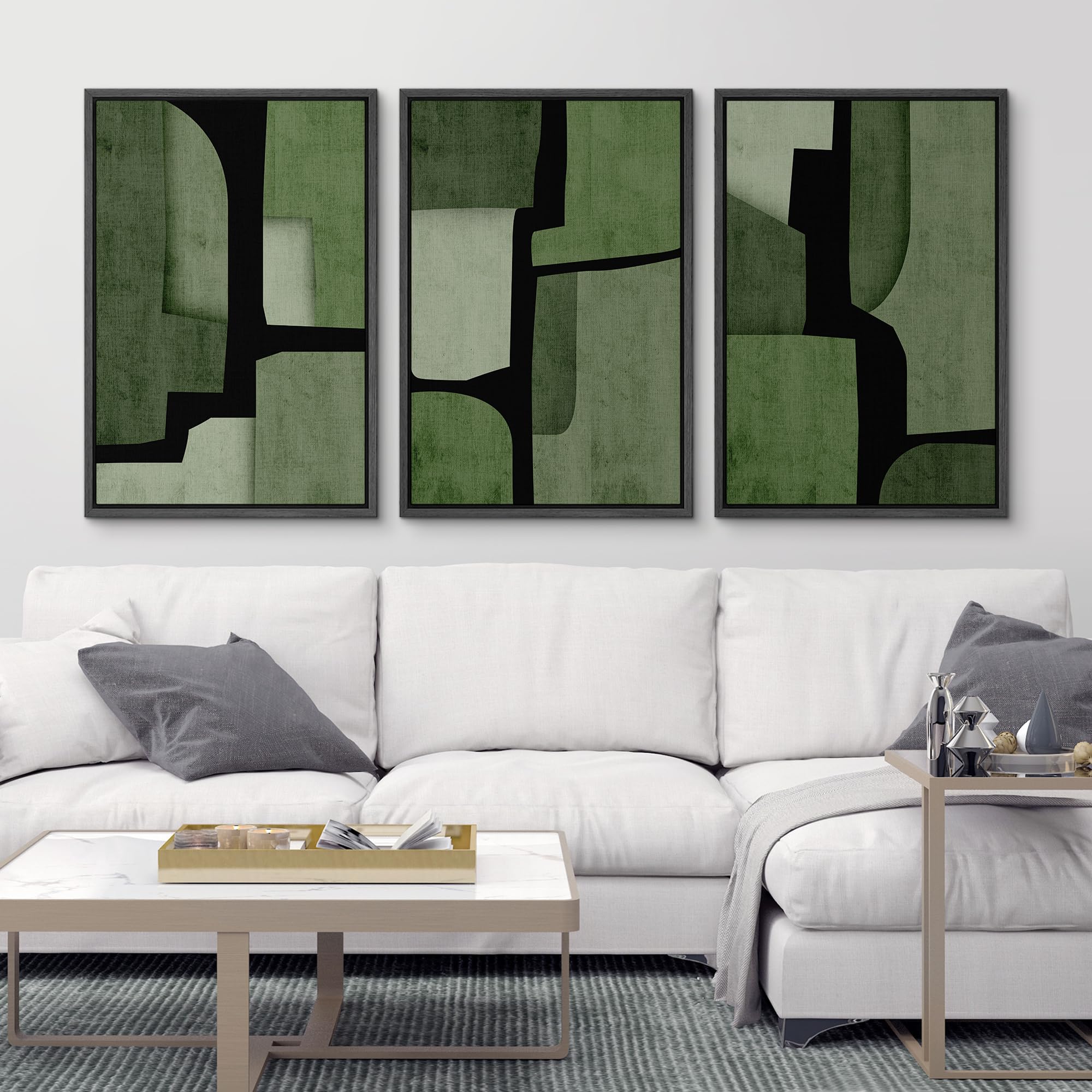 Signford Framed Wall Art Print Set Geometric Block Abstract Shapes Illustrations Modern Decorative Multicolor Relax/Calm Chic Fo