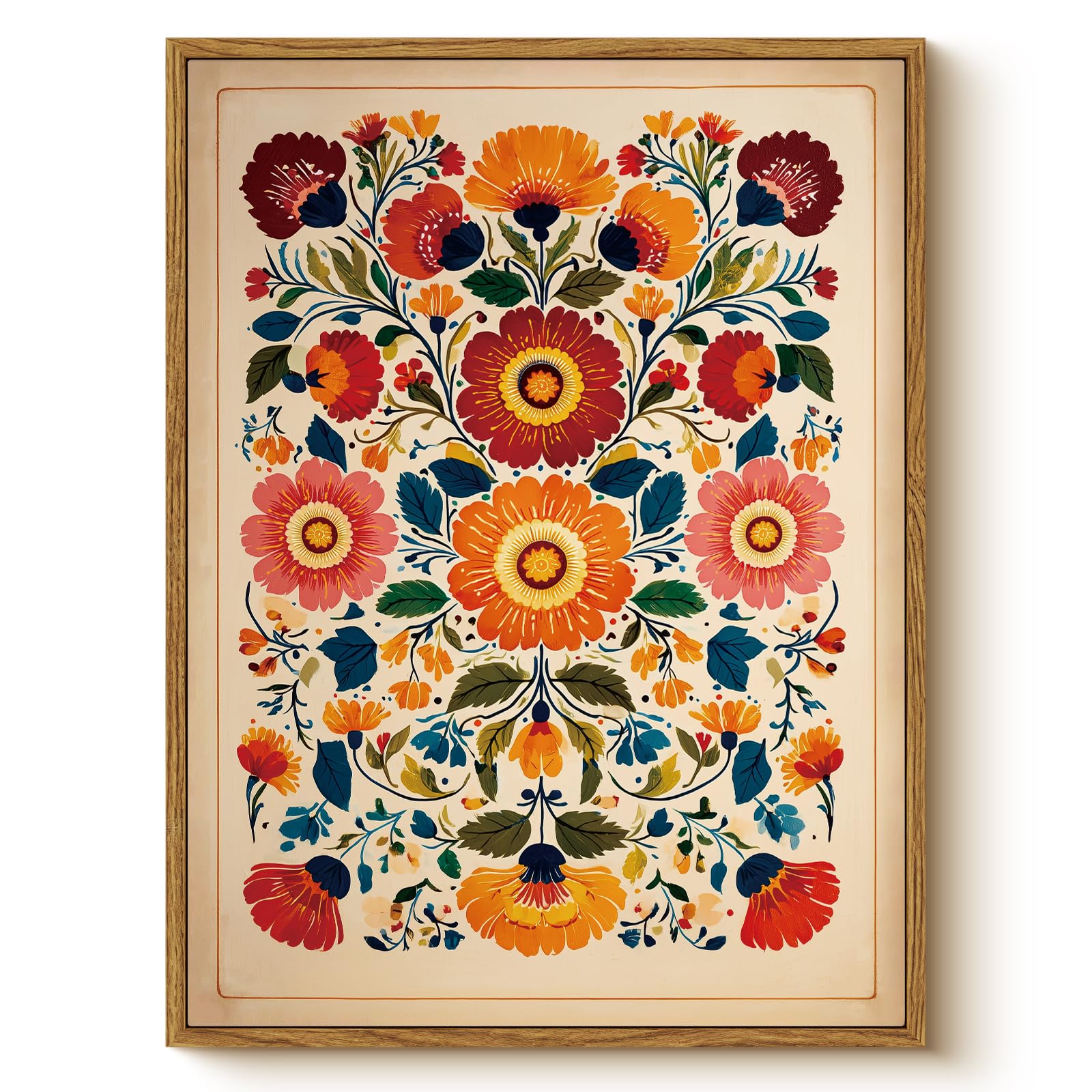 Whasayart Vintage Framed Canvas Wall Art Flower Bed 12X16