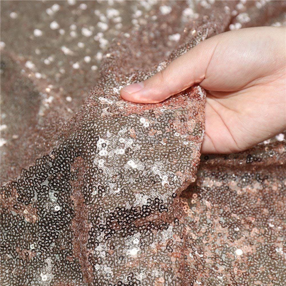 Partydelight Sequin Tablecloth Table Overlay Square 90''X90'' Rose Gold