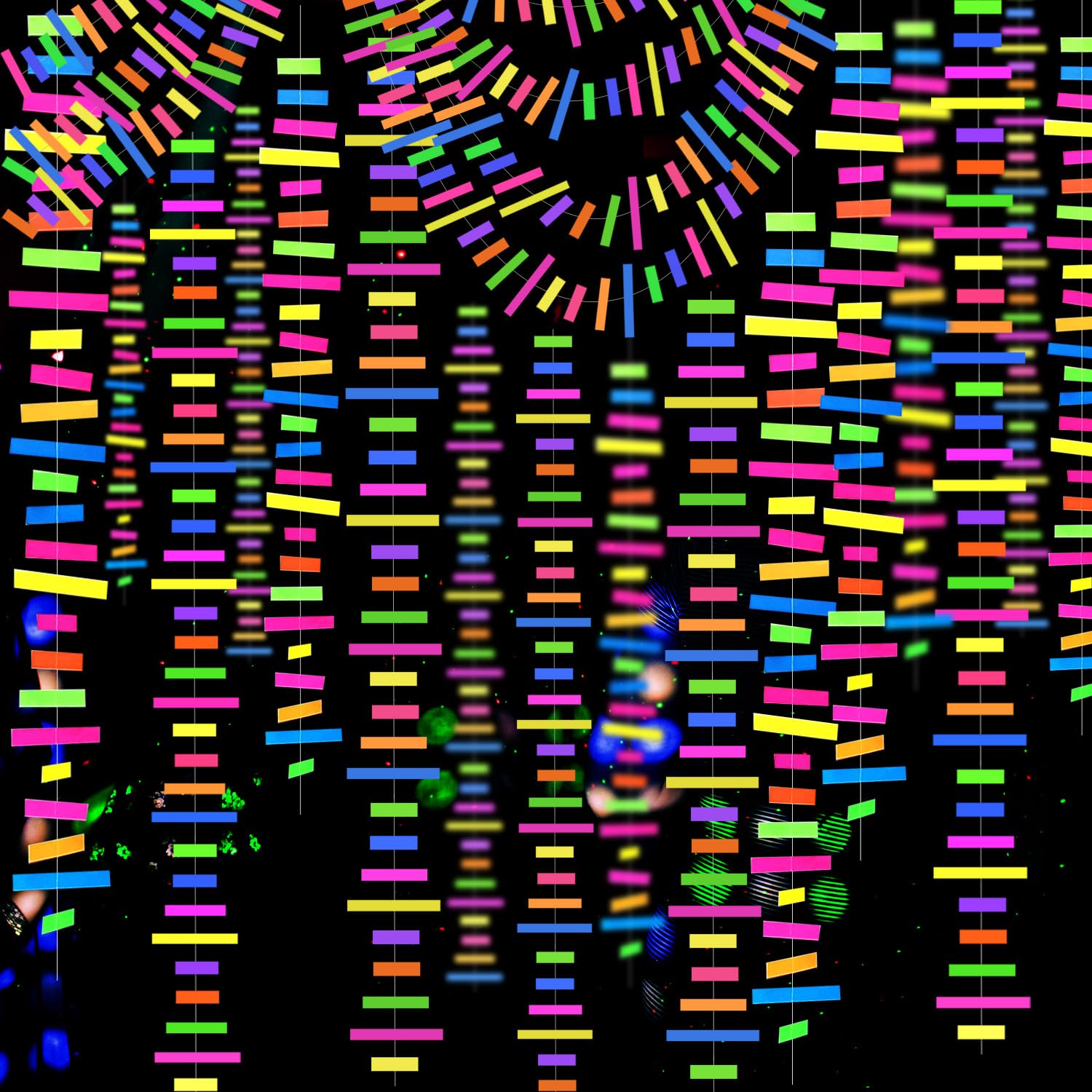 60Feet Uv Neon Paper Garland Stripe Neon Streamers Black Light Neon Decorationsglow Party Uv Reactive Neon Party Favors Glow In