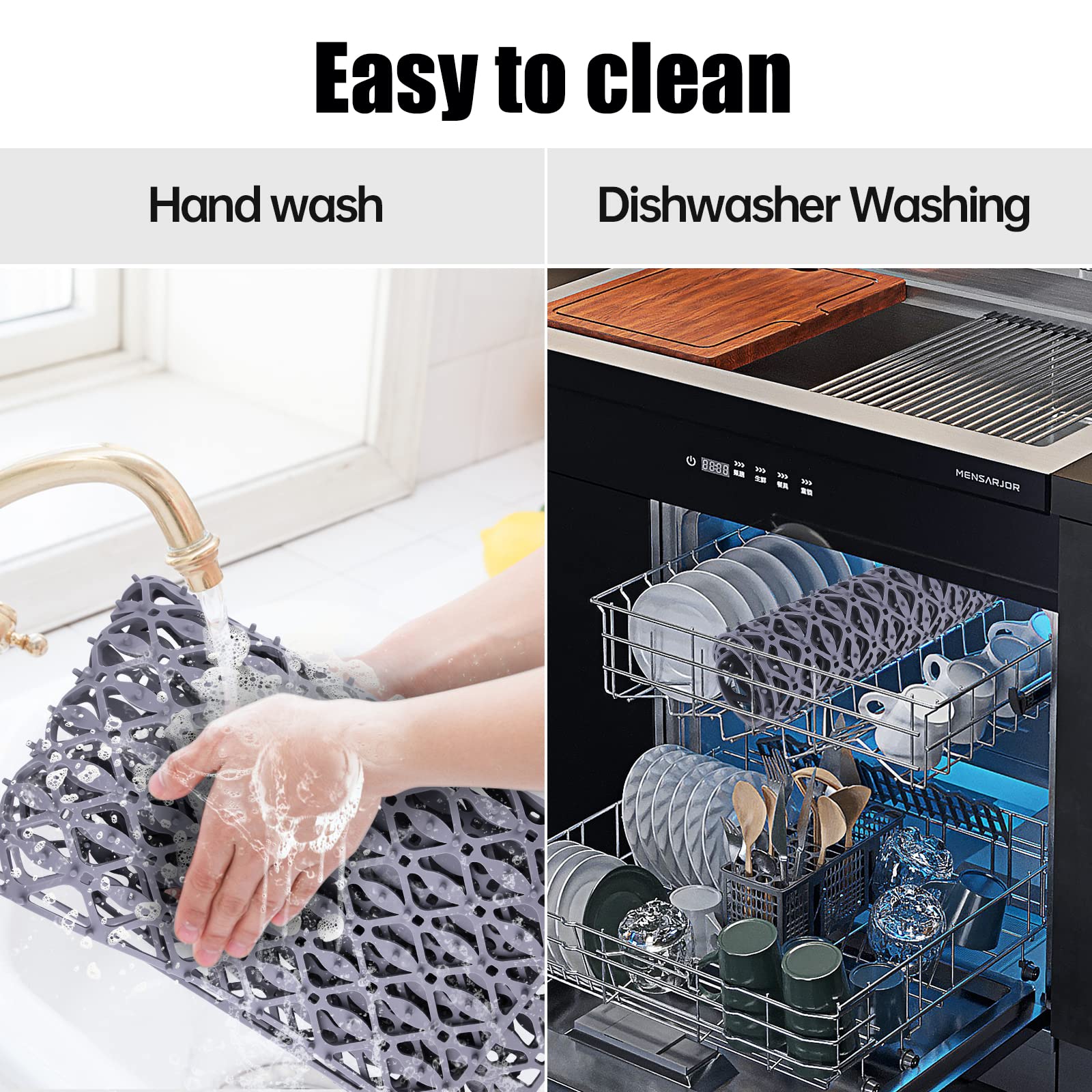 Justogo Sink Protectors For Kitchen Sink, Center Drain Kitchen Sink Protector Grid Accessory 28.3''X 15.6'', Folding Sink Mats G