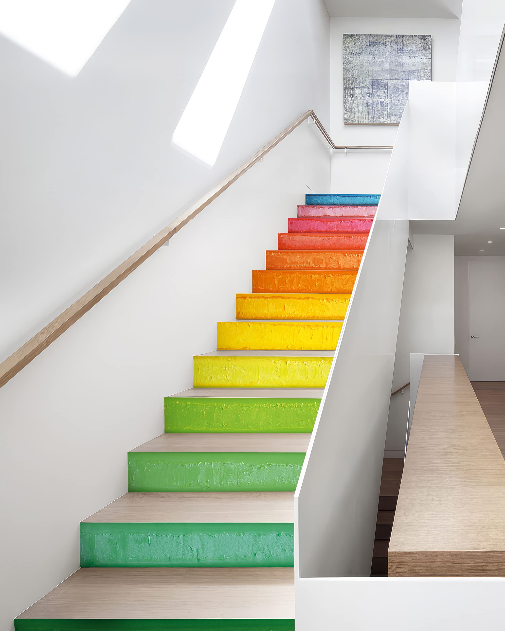 Flfk Stair Decals - Stair Stickers Decals Peel And Stick,Rainbow Art Oil Painting Stair Risers Decals Self-Adhesive For Home Dec