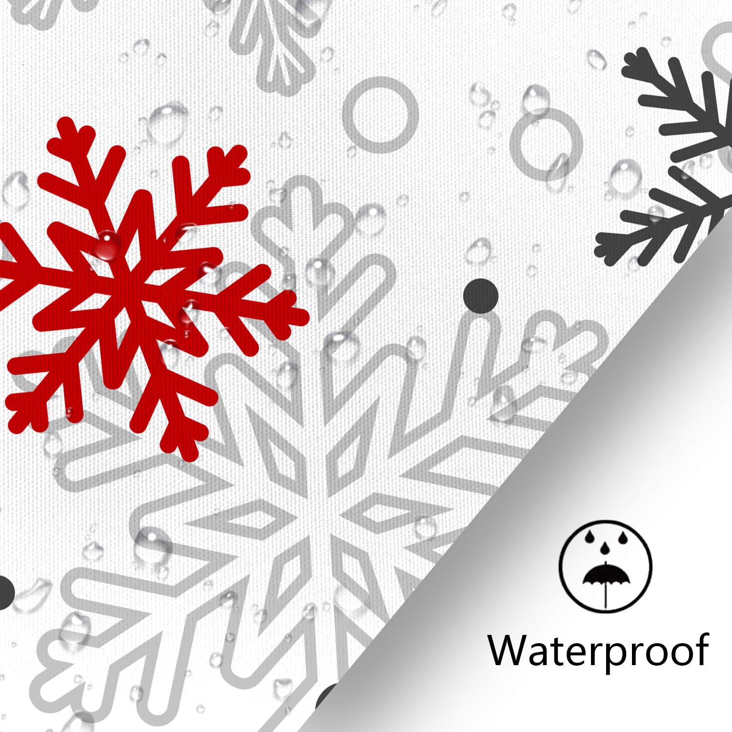 Paopoed Winter Snowflake Shower Curtain, Red Christmas Merry Xmas Funny Outside Hoilday Pattern Bathroom Decor, Waterproof Cloth