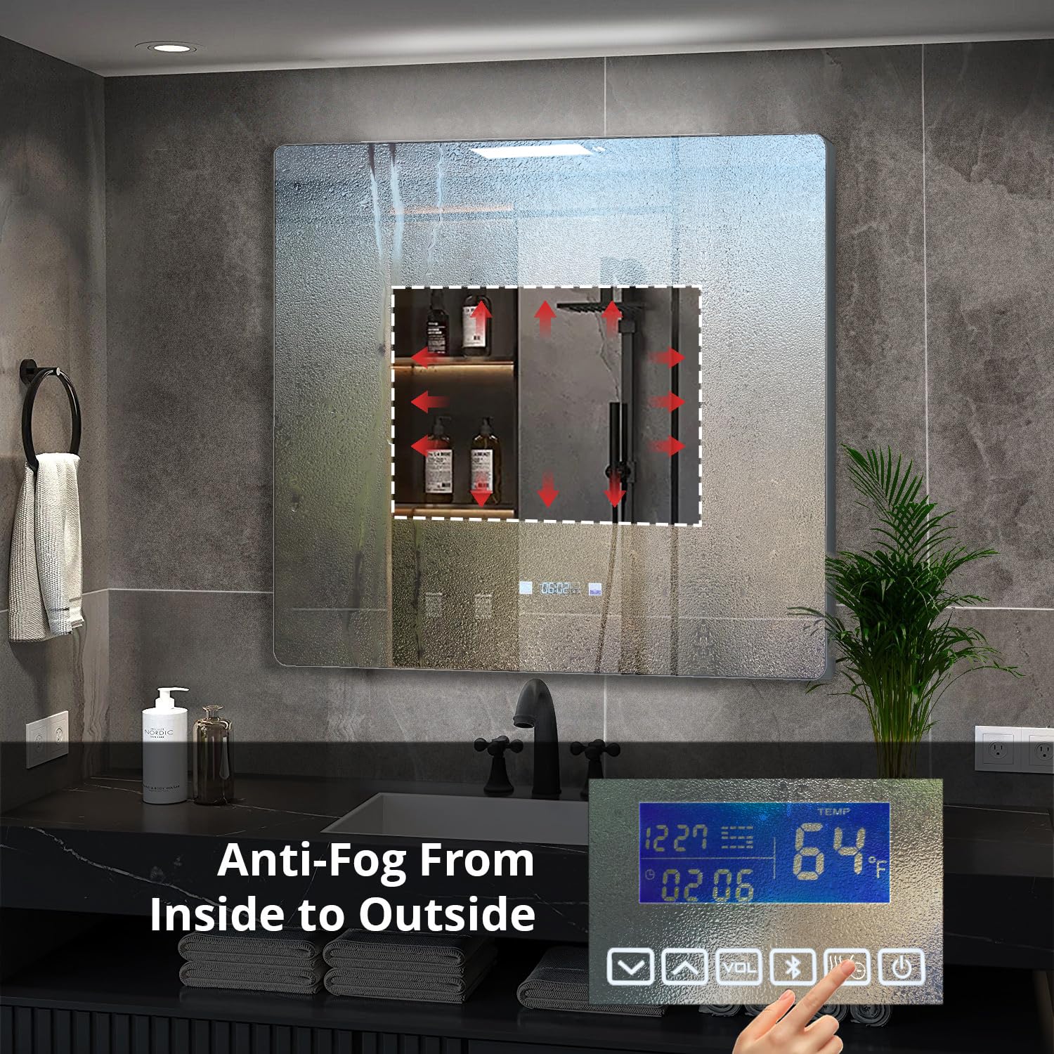 Lugano 36'' Wide x 32'' Tall LED Mirror w/ Defogger