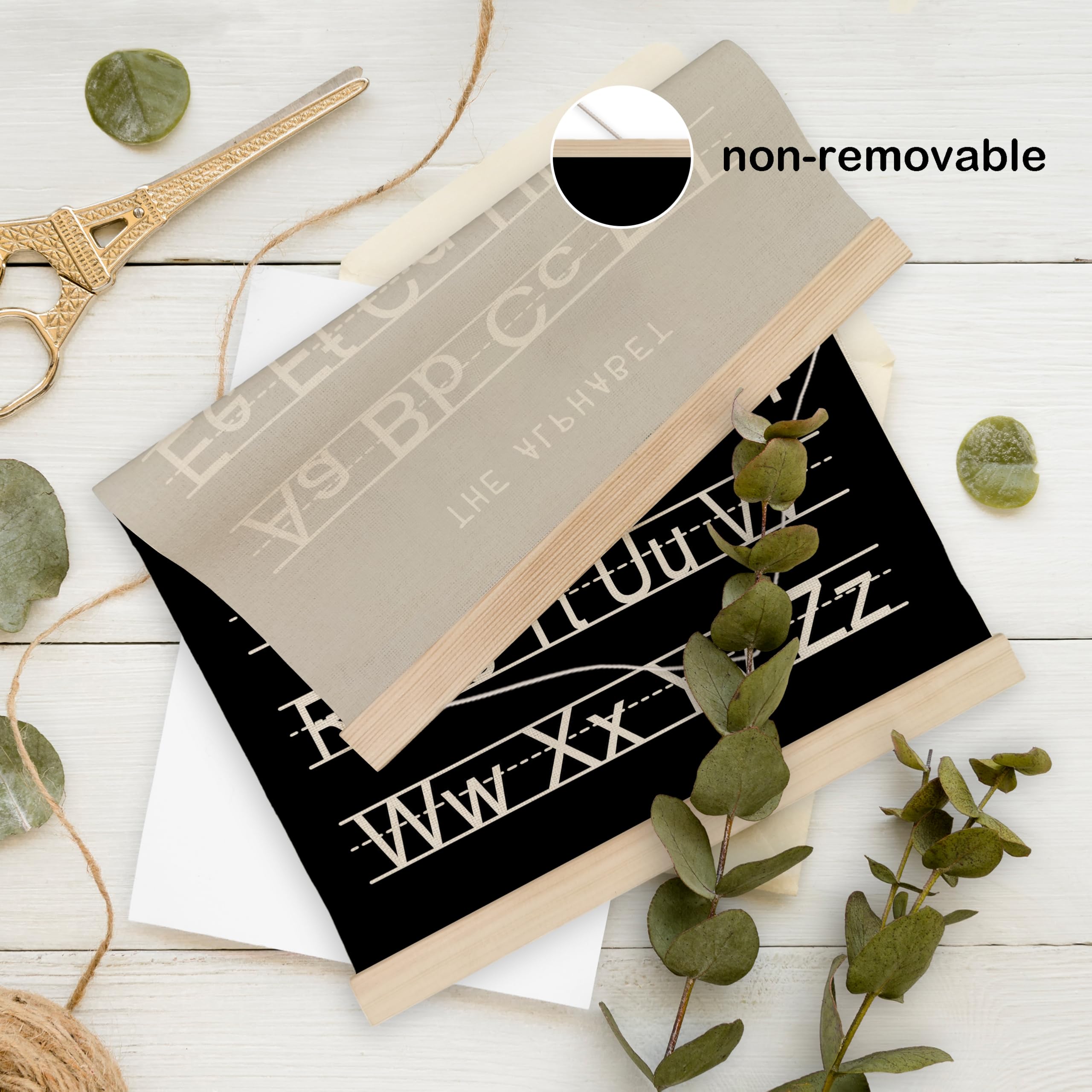 Hrqko Black Alphabet Numbers Poster Hanger Frame Set Of 2, Nursery Wall Decor, Abc Poster Wall Art With Wooden Frames, Alphabet