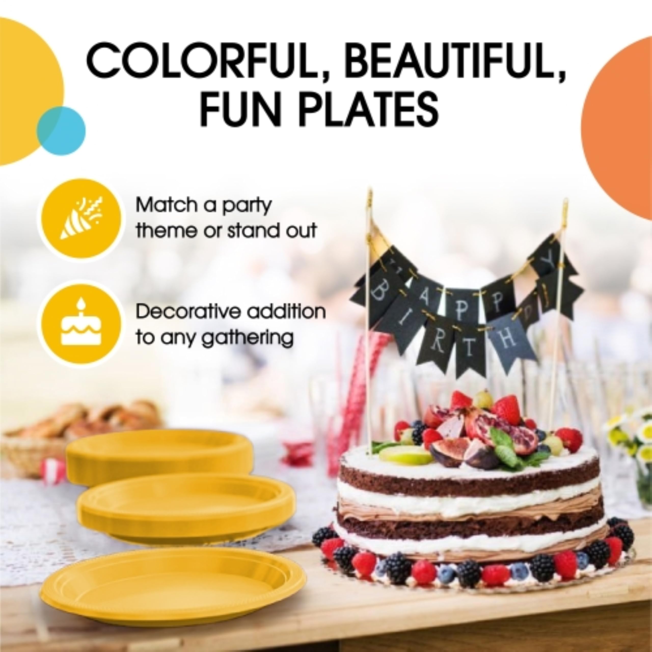 Exquisite Yellow Plastic Plates For Party 9 Yellow Disposable Plates For Party Supplies 50 Pcs Disposable Dinner Plate Heavy D