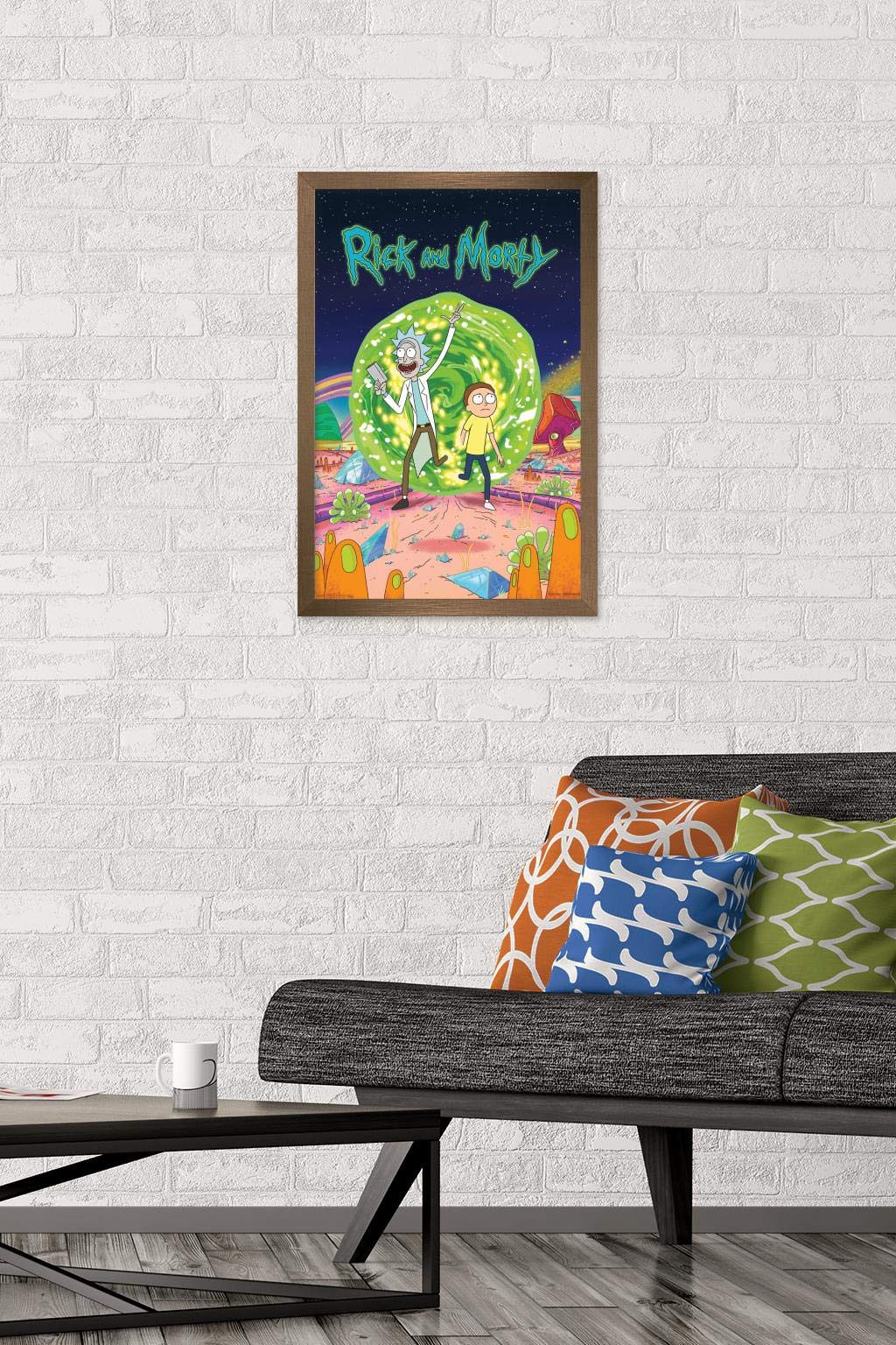 Trends International Rick And Morty - Cover Wall Poster, 14.725'' X 22.375'', Bronze Framed Version