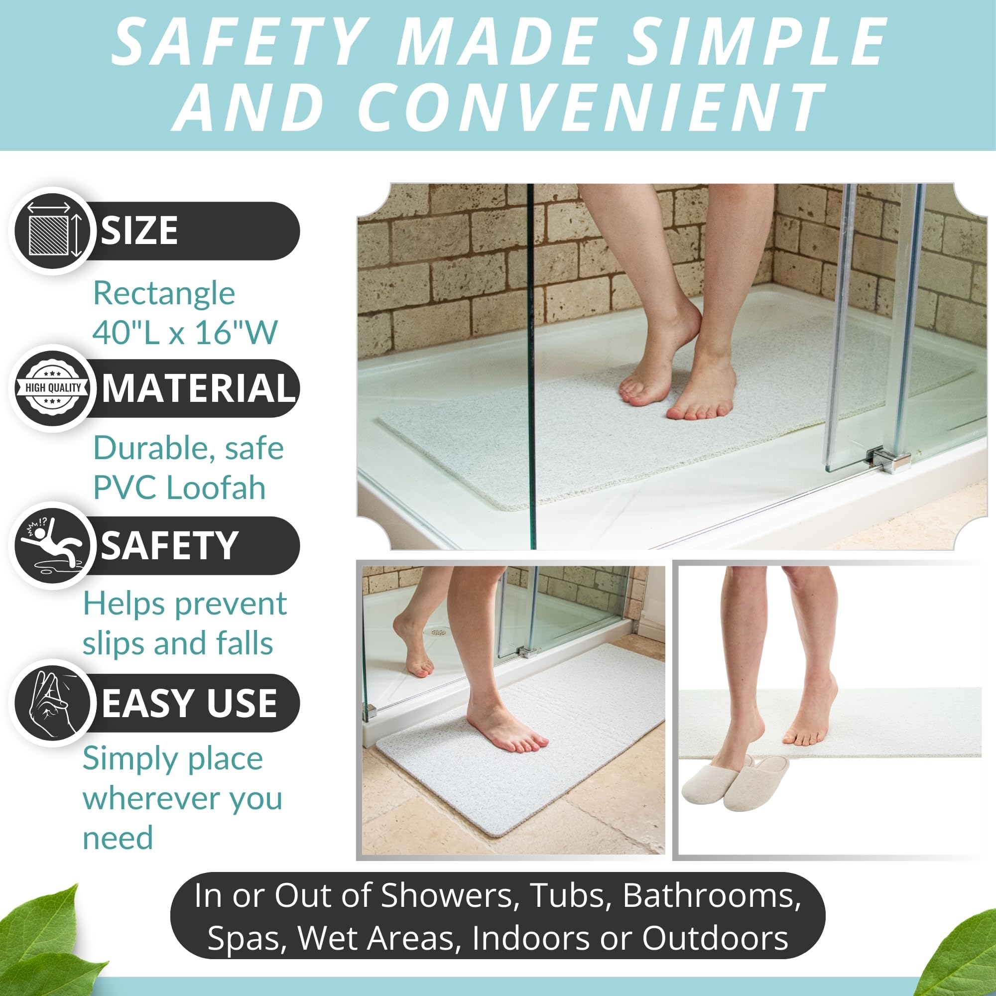 Enkosi Loofah Shower Bathtub Mat Non Slip - Shower Bath Mat For Tub - Non Slip Bathtub Mat - Large Bath Tub Mat Non Slip - Batht