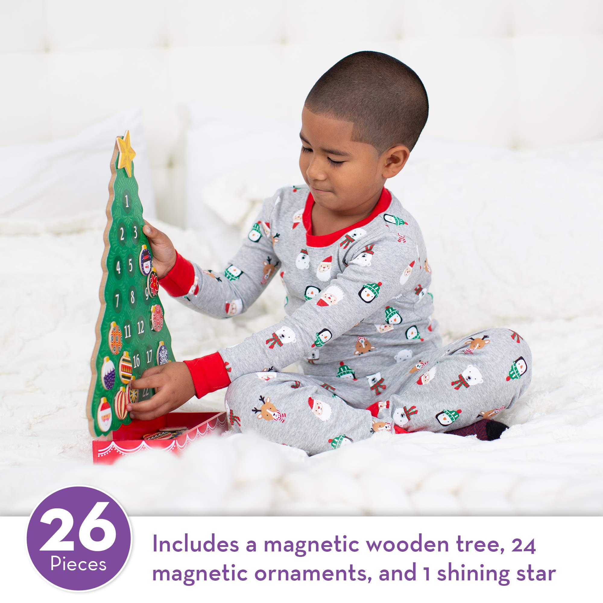 Melissa & Doug Countdown to Christmas Wooden Advent Calendar, 25 Magnets (E-Commerce Packaging, Great Gift for Girls and Boys -