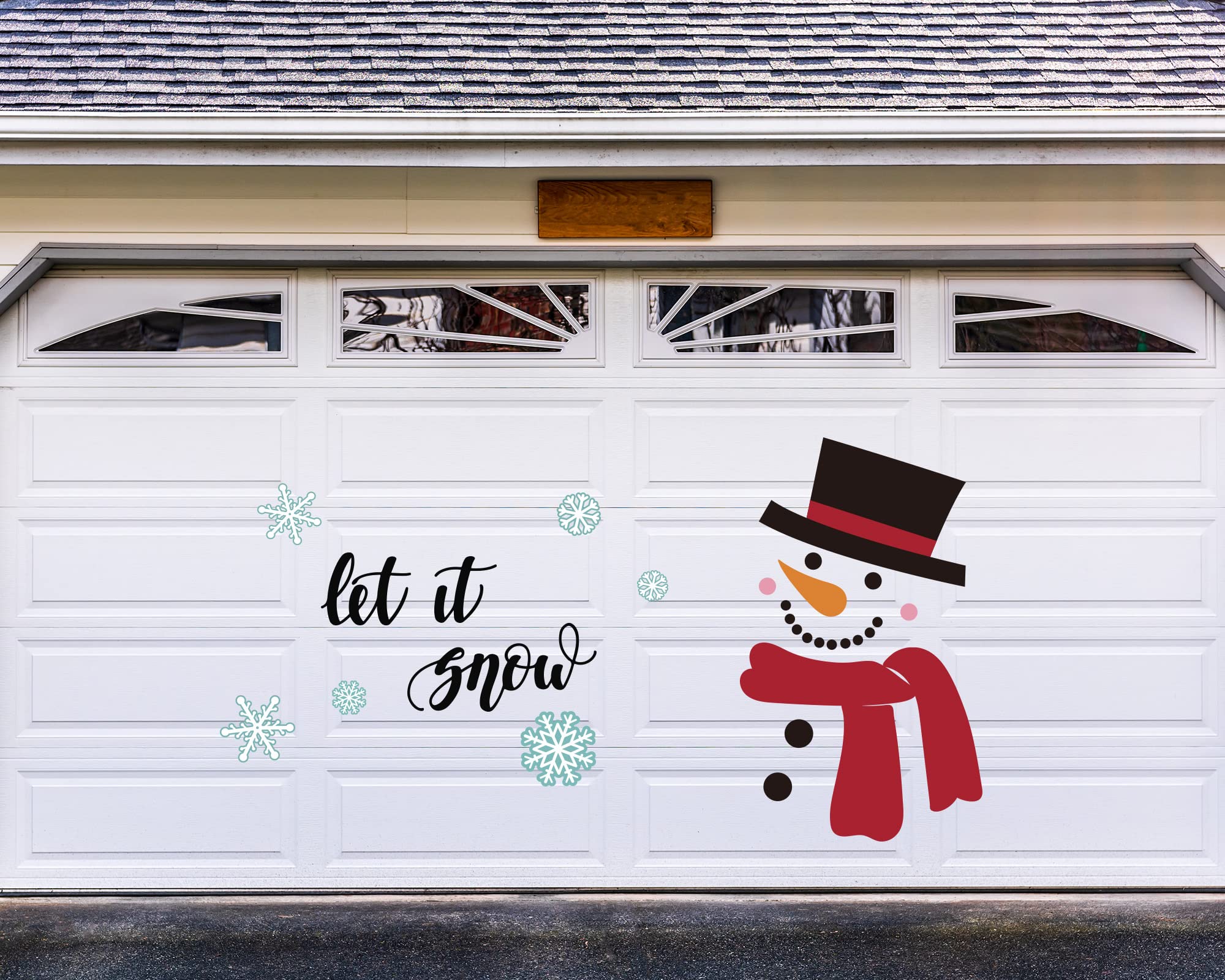 Whaline 21Pcs Christmas Winter Garage Decoration Magnet Stickers Snowman Magnet Decals Refrigerator Stickers Let It Snow Christmas Garage Door Decals for Christmas Party Supplies Home Decorations