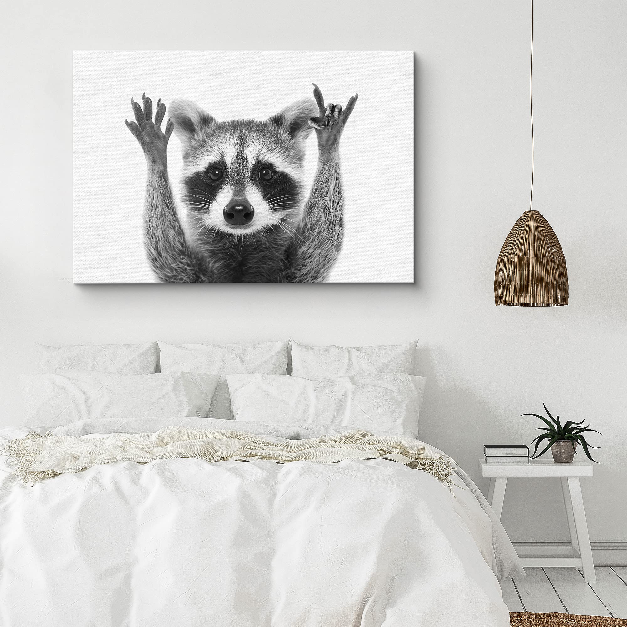 Signford Canvas Print Wall Art Raccoon Closeup Portrait Animals Wildlife Photography Realism Decorative Elements Relax/Calm Grey