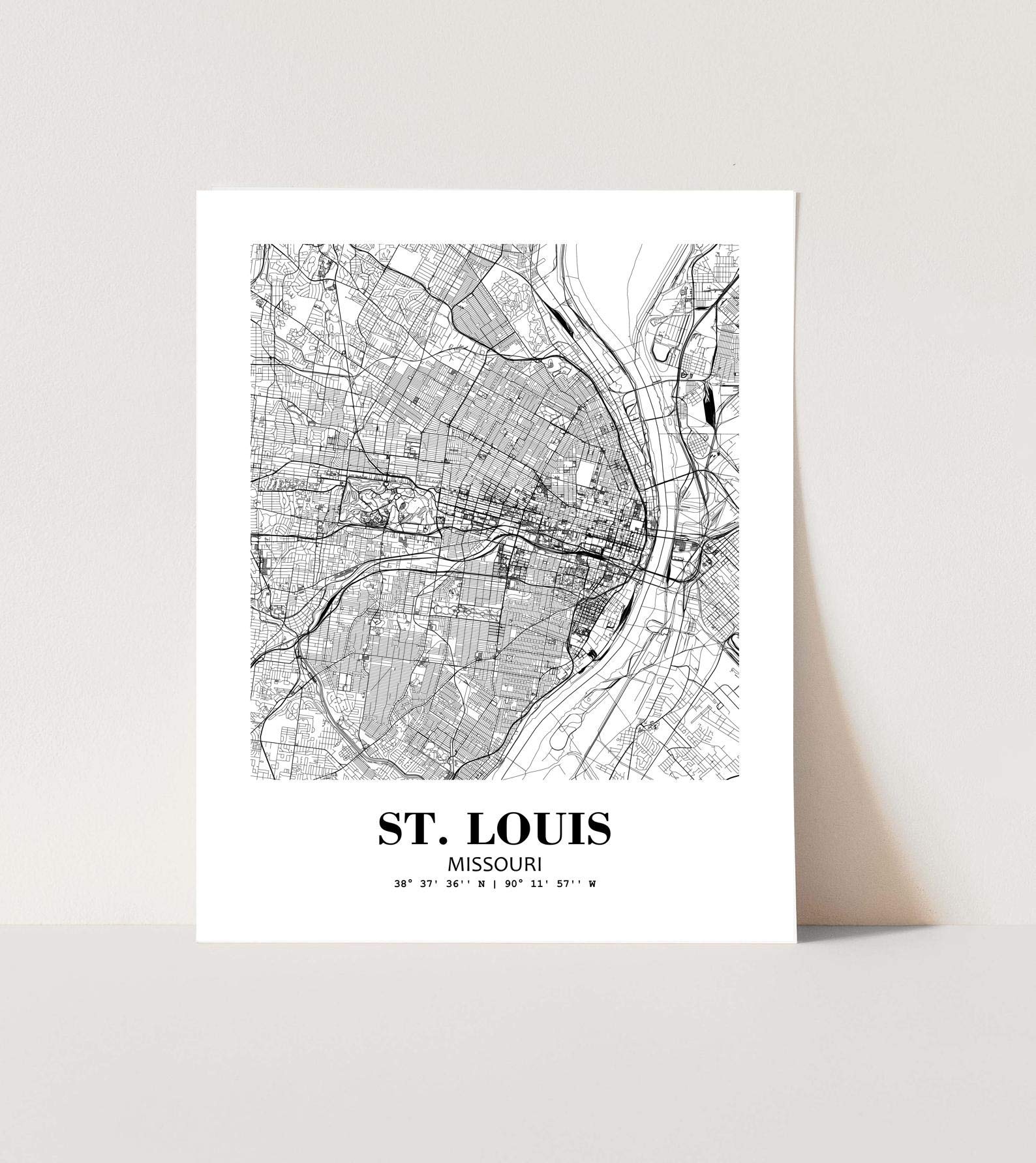 Eleville 11X14 Unframed St. Louis Missouri City View Abstract Road Modern Map Art Print Poster Wall Office Home Decor Minimalist