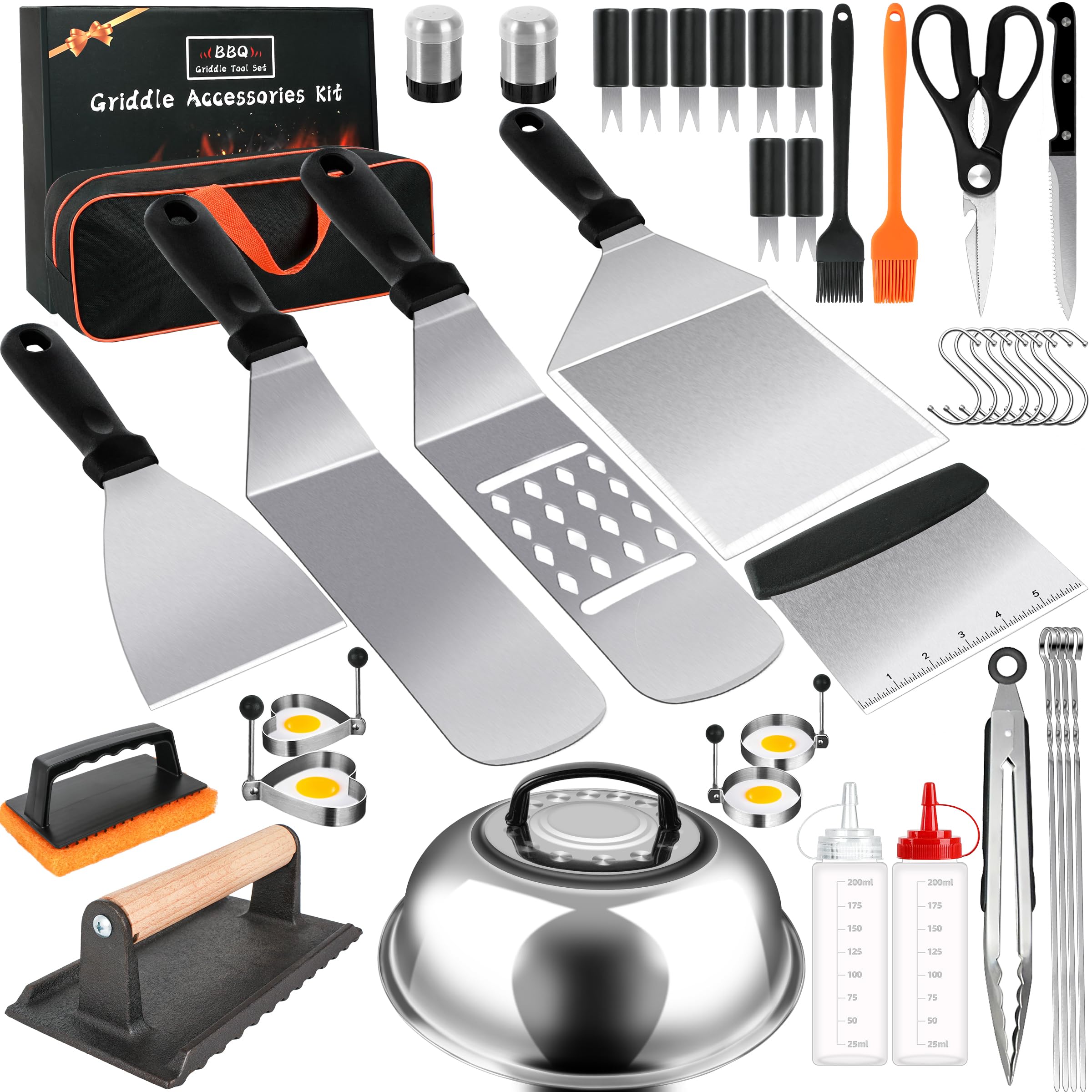 42Pcs Griddle Accessories Kit, Flat Top Grill Accessories Set For Blackstone And Camp Chef, Grill Spatula Set With Melting Dome,
