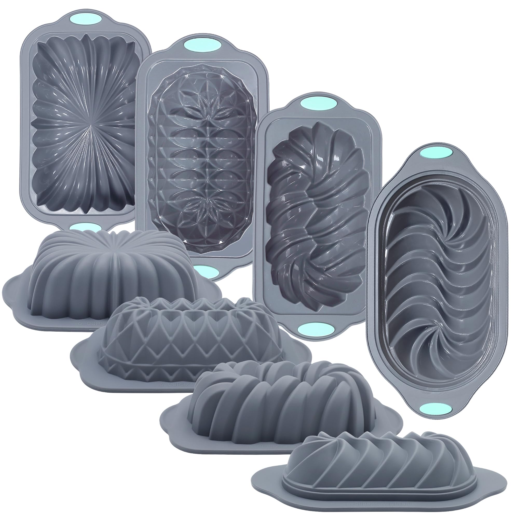 Tongjude 4 Piece Silicone Loaf Pan for Baking, Non-Stick Kitchen Oven Bread Pan, Perfect for Banana Bread, Sandwich, Pound Cake 
