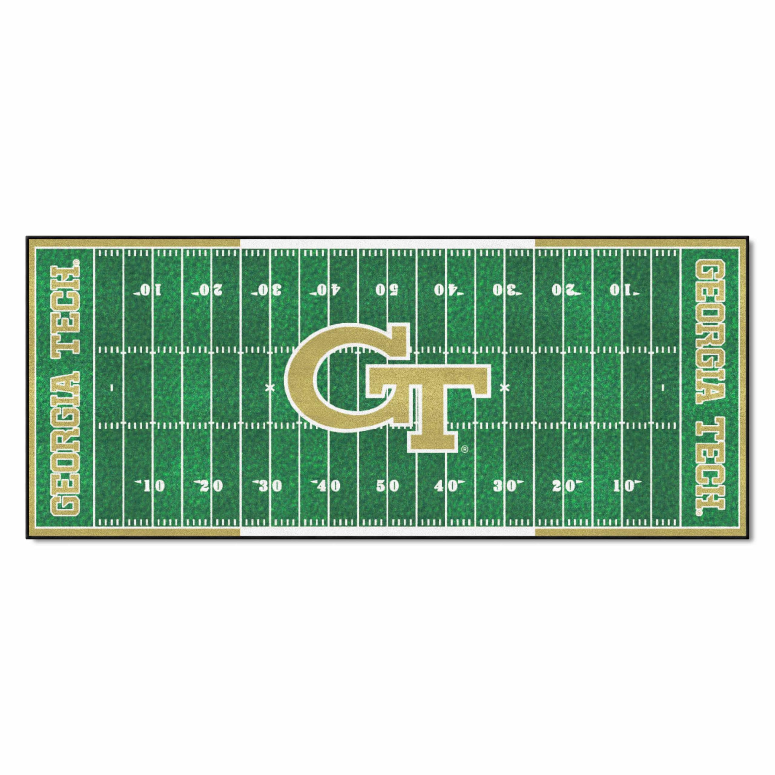FANMATS 8453 NCAA - Georgia Tech Yellow Jackets Field Runner Rug - 30in. x 72in. - GT Logo