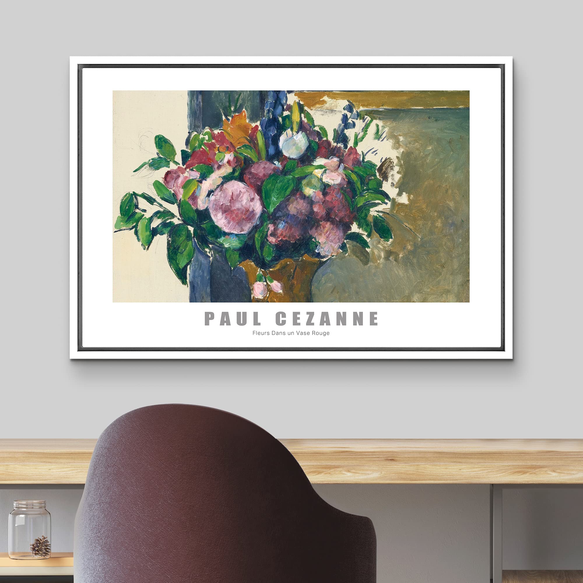 Wall26 Framed Canvas Print Wall Art Flowers In A Vase By Paul Cezanne Historic Cultural Illustrations Fine Art Traditional Color
