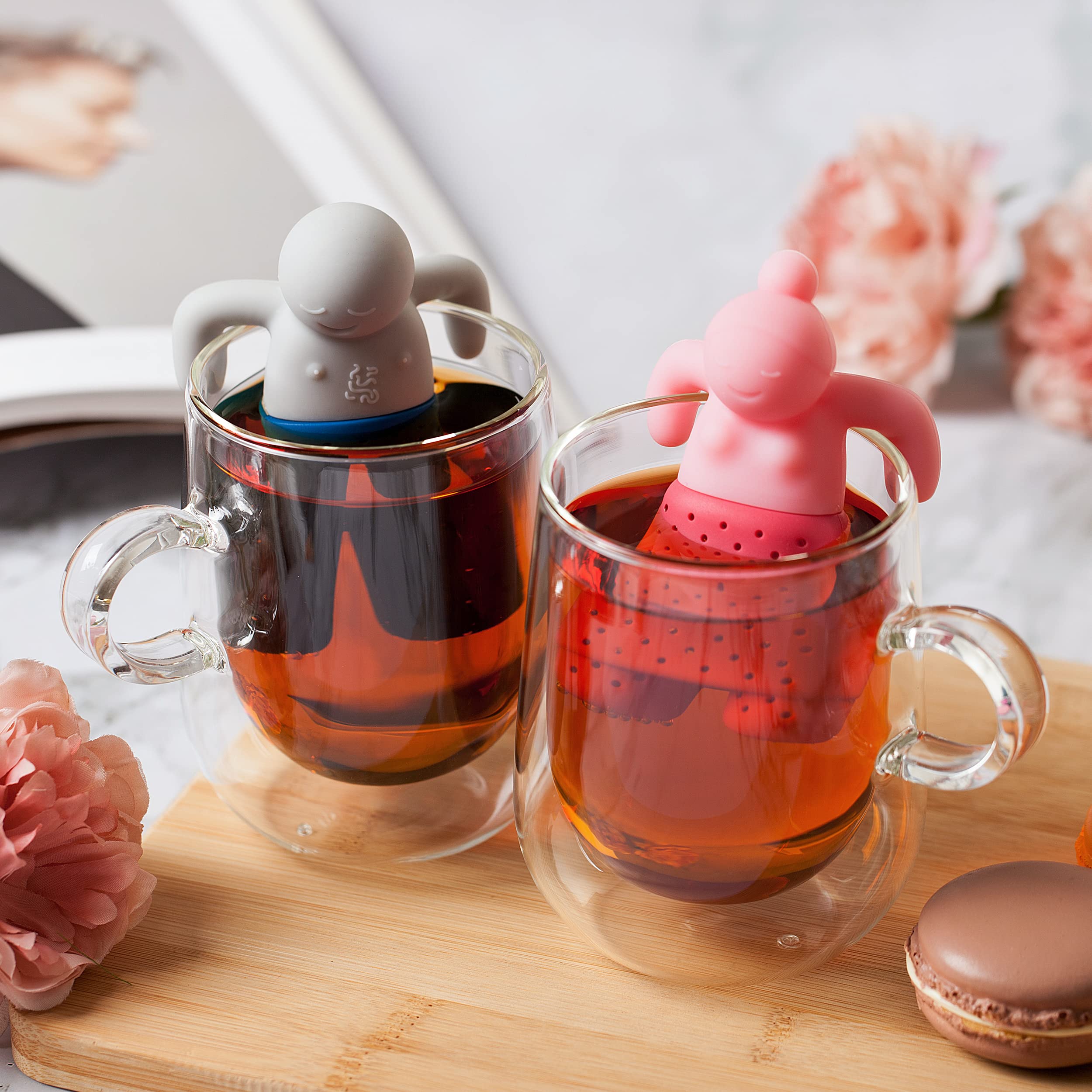 Cute Tea Infuser Gift Set For Loose-Leaf Tea, A Small Funny Gift For Tea Lovers And Couples, Silicone Tea Steepers In A Set Of T