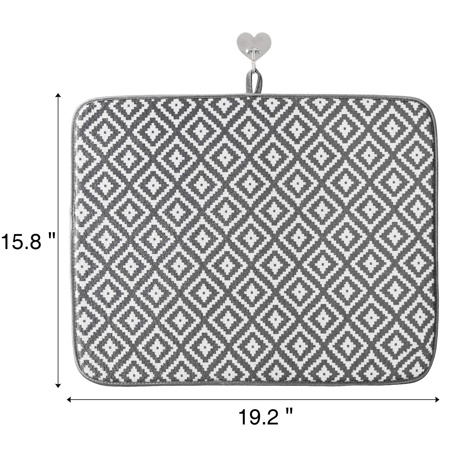 Subekyu Microfiber Dish Drying Mat For Kitchen Counter, Absorbent Dishes Drainer/Rack Pad For Countertop, 19.2 By 15.8 Inches (R