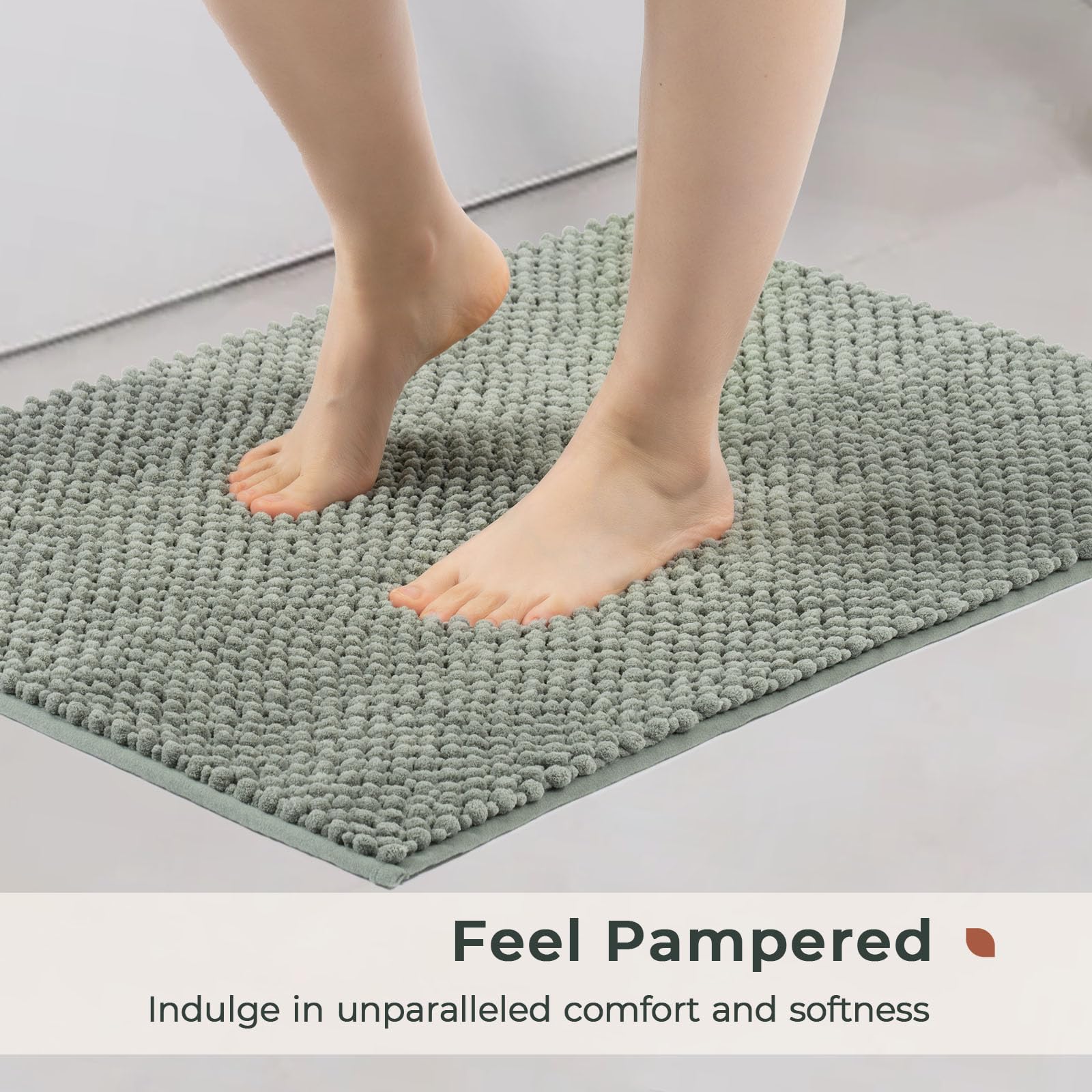 Freshmint Chenille Bathroom Rugs Sets 2 Piece 17''X24''+20''X47'', Non-Slip Bath Mats Set For Bathroom, Water Absorbent Bath Rug
