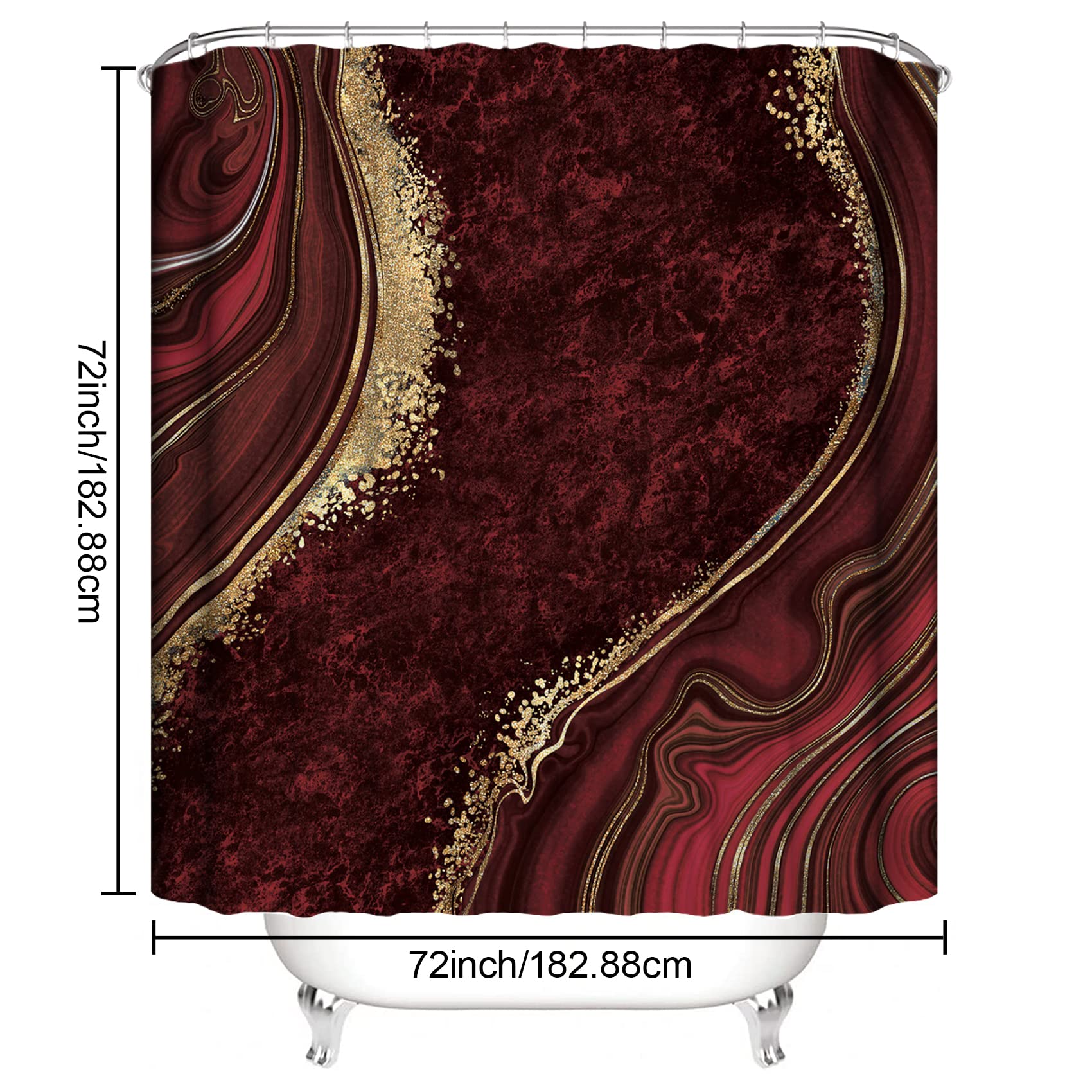 Beifivcl 4Pcs Luxury Marble Shower Curtain Sets, Bathroom Sets With Shower Curtain, Toilet Lid Rug, Contour Mat And Bath Mat, Sh