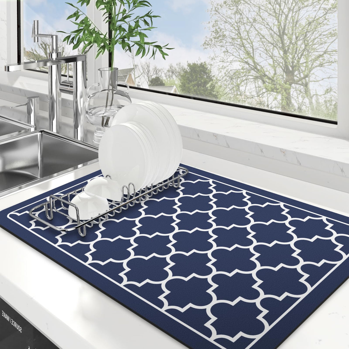 Wiselife Dish Drying Mat Super Absorbent Drying Mat Large Dish Drying Mats For Kitchen Counter Easy Clean Dish Mat Kitchen Dryin