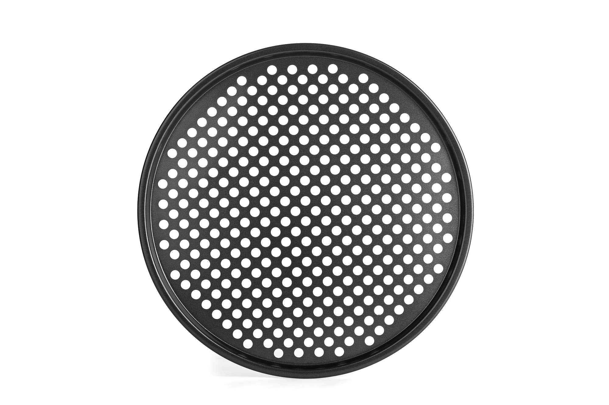 Fox Run Pizza Crisper Pan, Carbon Steel, Non-Stick,Black,14.5 X 14.5 X 0.25 Inches