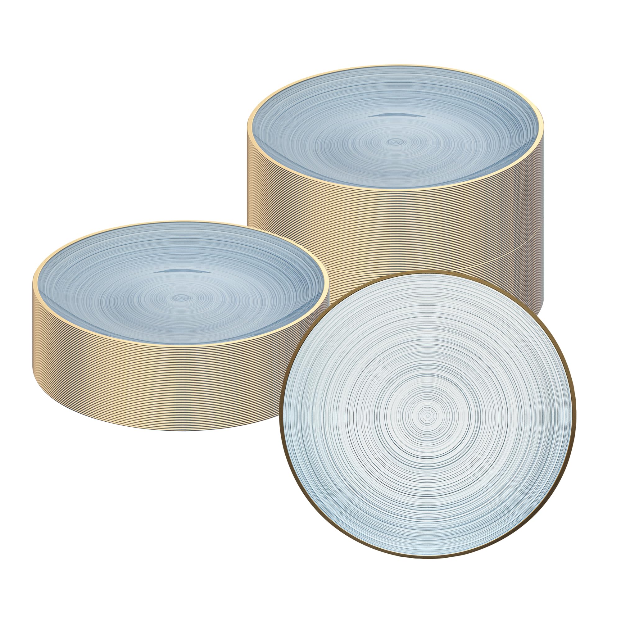 Restaurantware Plastic Plates 100 Pack of 7.13 Inch Plastic Party Plates Gold-Rim Design Round Elegant Table Setting Dinnerware