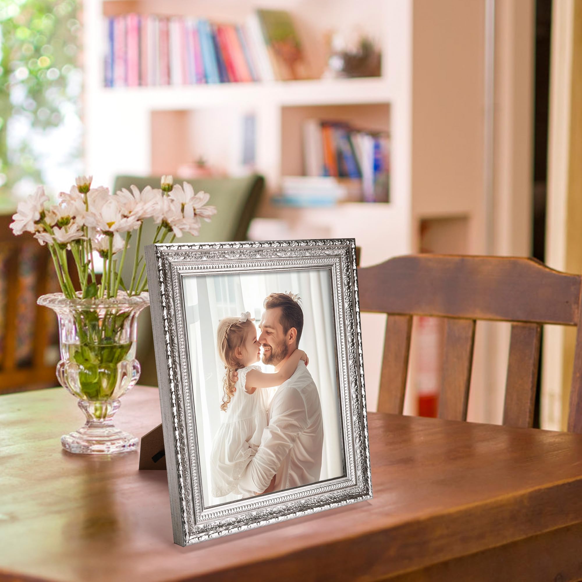 Edenseelake 8x10 Picture Frames Set of 2, Vintage Silver Photo Frame 8 by 10 for Tabletop or Wall Display