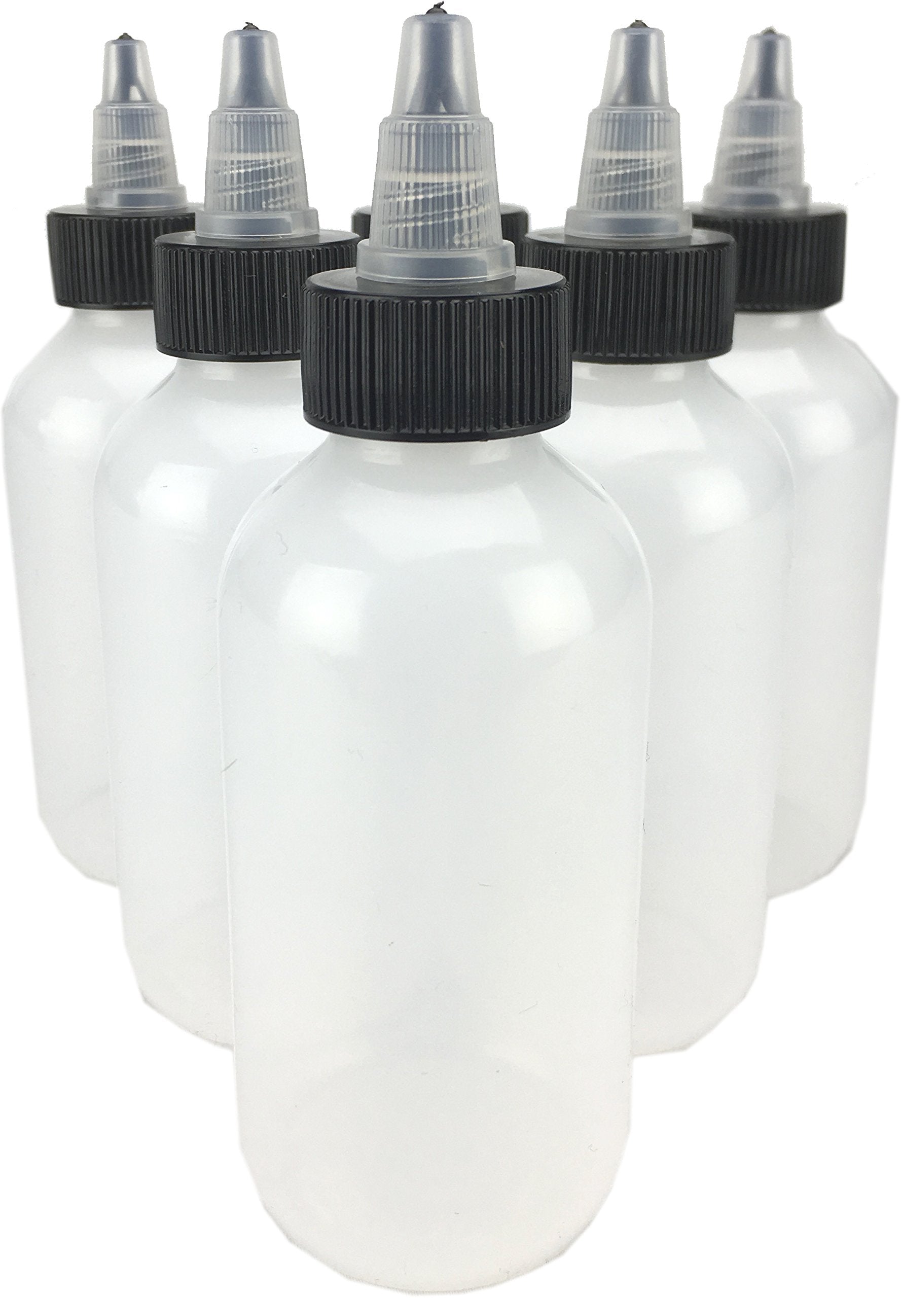 Hobbyland Squeeze Bottles, Ldpe Plastic Bottles, Natural Boston Round Bottles, Black And Natural Twist Caps (4Oz, 24/410 Neck, 6
