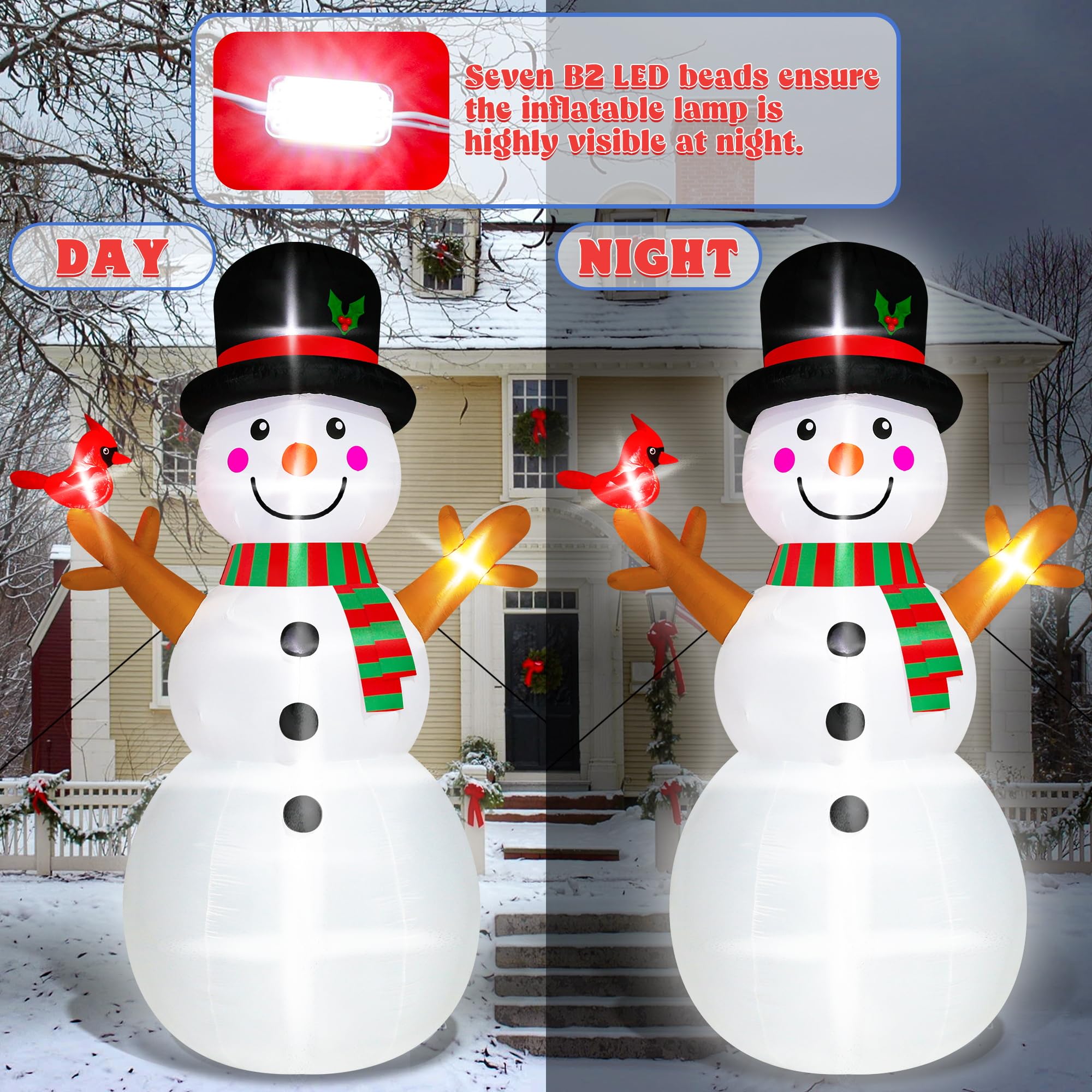 15FT Christmas Snowman, Huge Blow Up Snowman Inflatable Decor, Lighted Xmas Inflatables for Lawn Yard Holiday Party