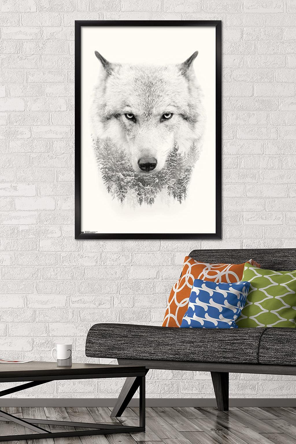 Trends International Wolf - Trees Wall Poster, 22.375'' X 34'', Black Framed Version