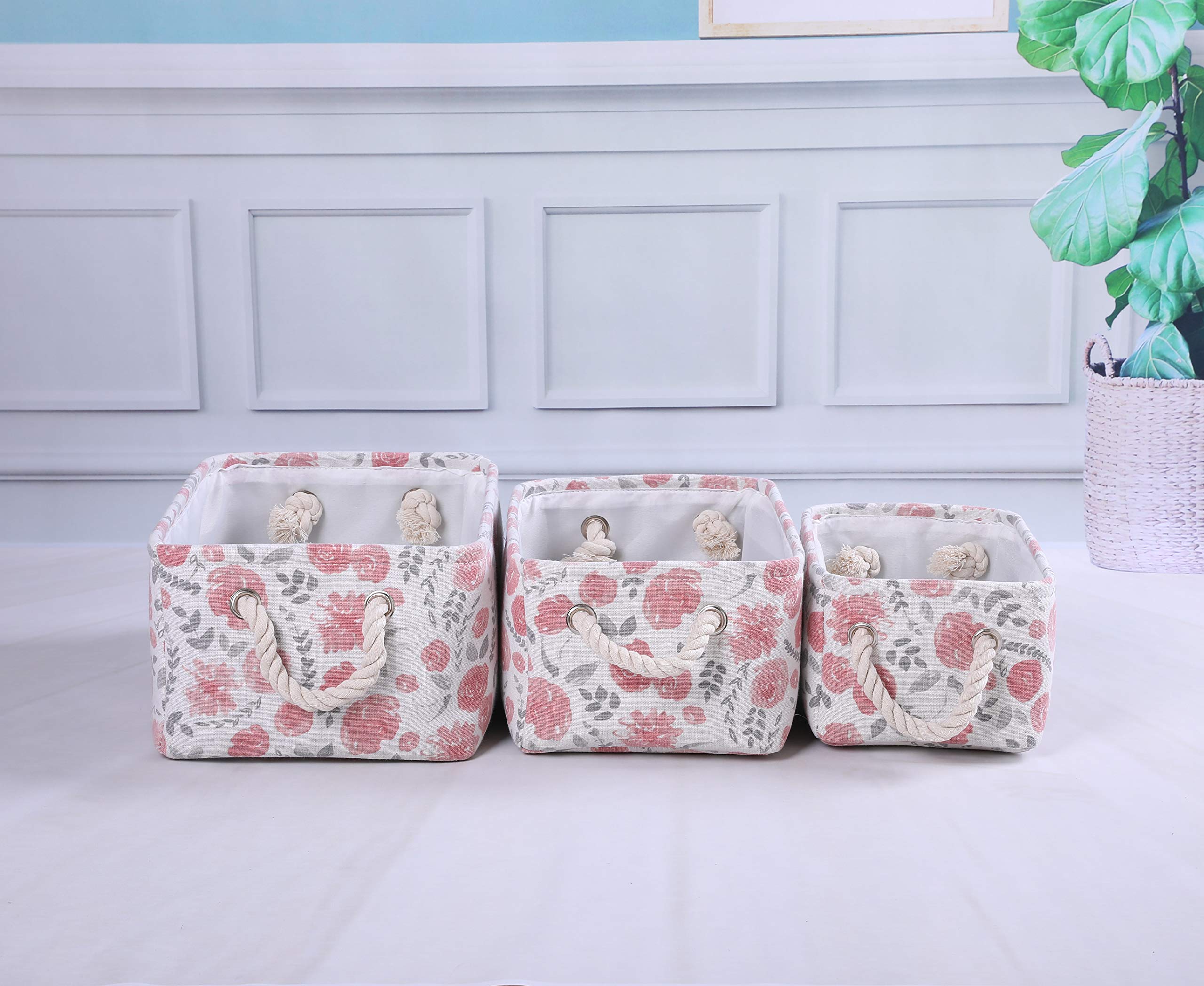 MAIZMZ Rectangular Storage Basket Collapsible Organizer Bin Thick Toy Box for Organizing Home/Dorm/Kitchen/Pet/Office/Closet/Shelf/Gift Baskets(rose)
