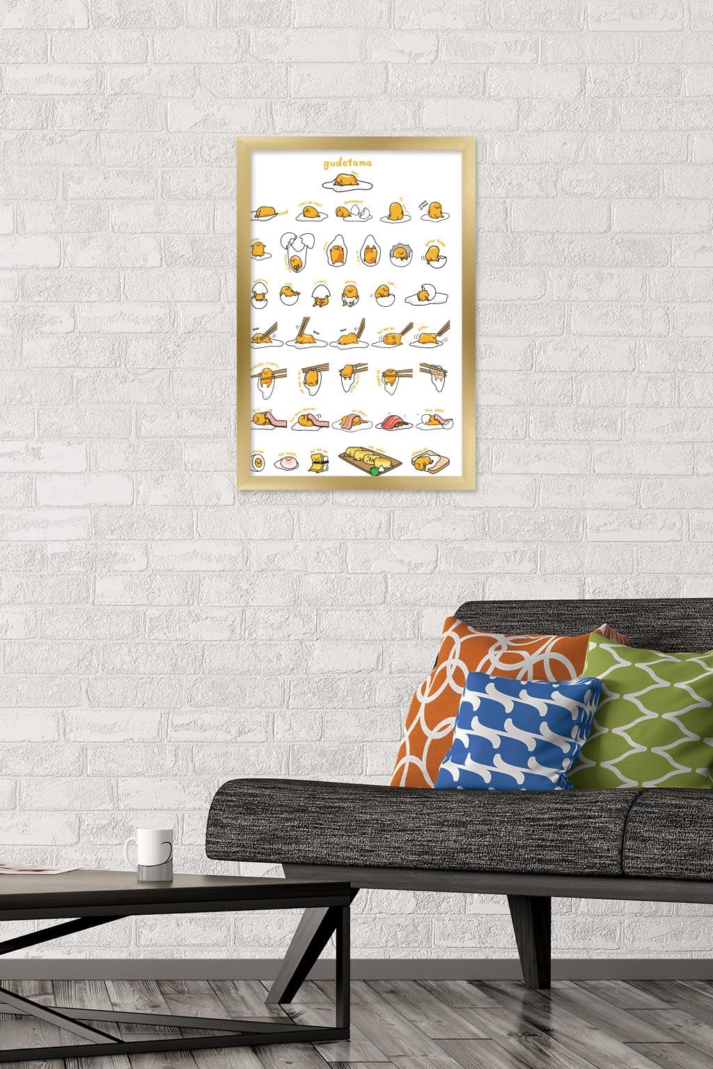 Trends International Gudetama - Grid Wall Poster, 14.725'' X 22.375'', Gold Framed Version